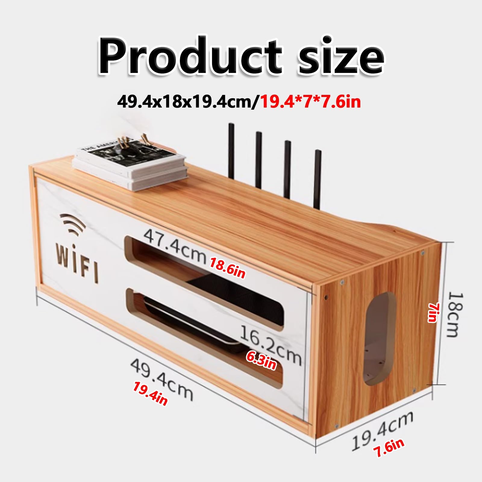 Étagère murale pour routeur, cache boîte WiFi en bois, armoire de routeur Slish pour la maison et le bureau, blanc, parfait pour dissimuler l'équivalent WiFi.