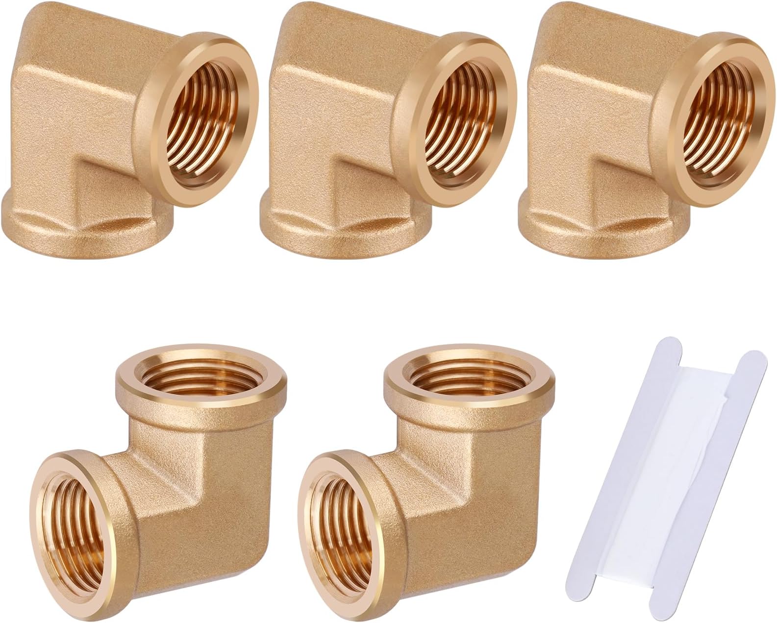 5pcs 1/2โ Brass Fittings 90 Degree Barstock Street Elbow 1/2 Inch NPT Female Pipe to 1/2 Inch NPT Female Pipe Fittings Elbow Forged Brass Pipe Fittings