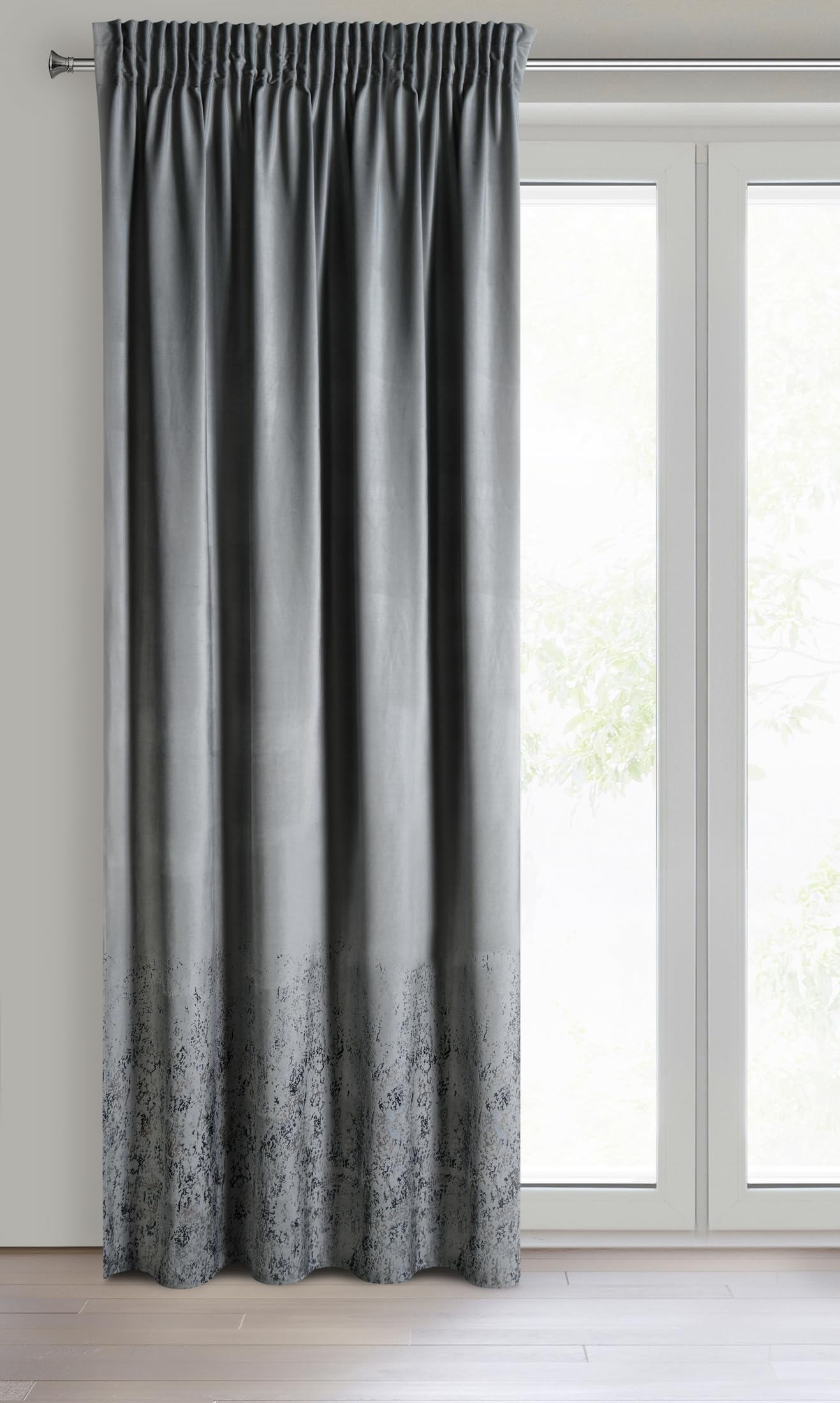 Eurofirany MIRELA Velvet Curtain, Velvet Curtain with Ruffle Tape, 1 Piece, Golden Pattern, Blackout, Glamour