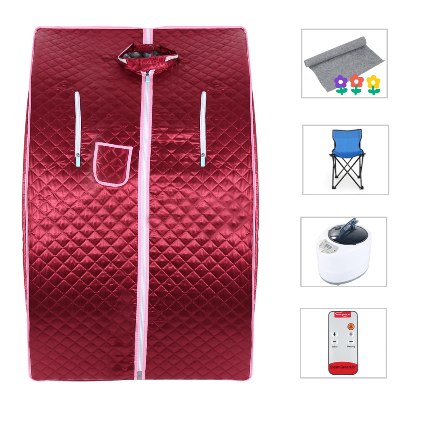 HUOLE Sauna Cabina pieghevole 1,8 l portatile telecomando 9 opzioni timer vapore ultra sottile 98 x 80 x 70 cm