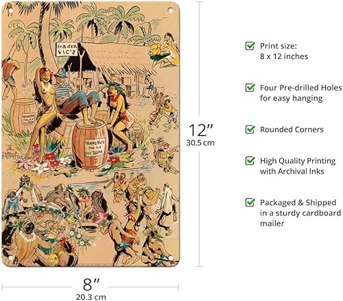 Miniatura 2 de Pacifica Island Art Kay c.1947 - Cartel publicitario vintage de Kay c.1947 - Cartel de metal vintage de 8 x 12 pulgadas