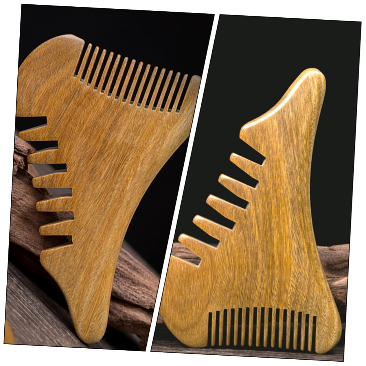 Peine de madera de sándalo Peine de madera Bigote Cabello Madera Estático Desenredante natural Masajeador de cuero cabelludo de madera Barba Cabeza estrecha Sin peines domésticos portátiles Peine con