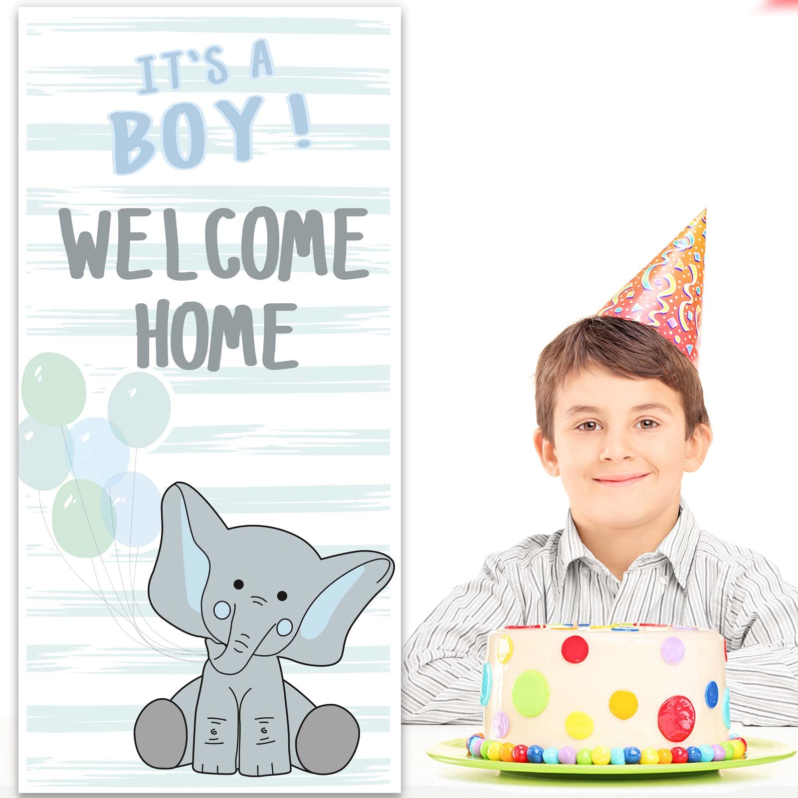240-Piece It's A Boy Elephant Stickers - Safari Zoo Theme Baby Shower & Birthday Party Decor