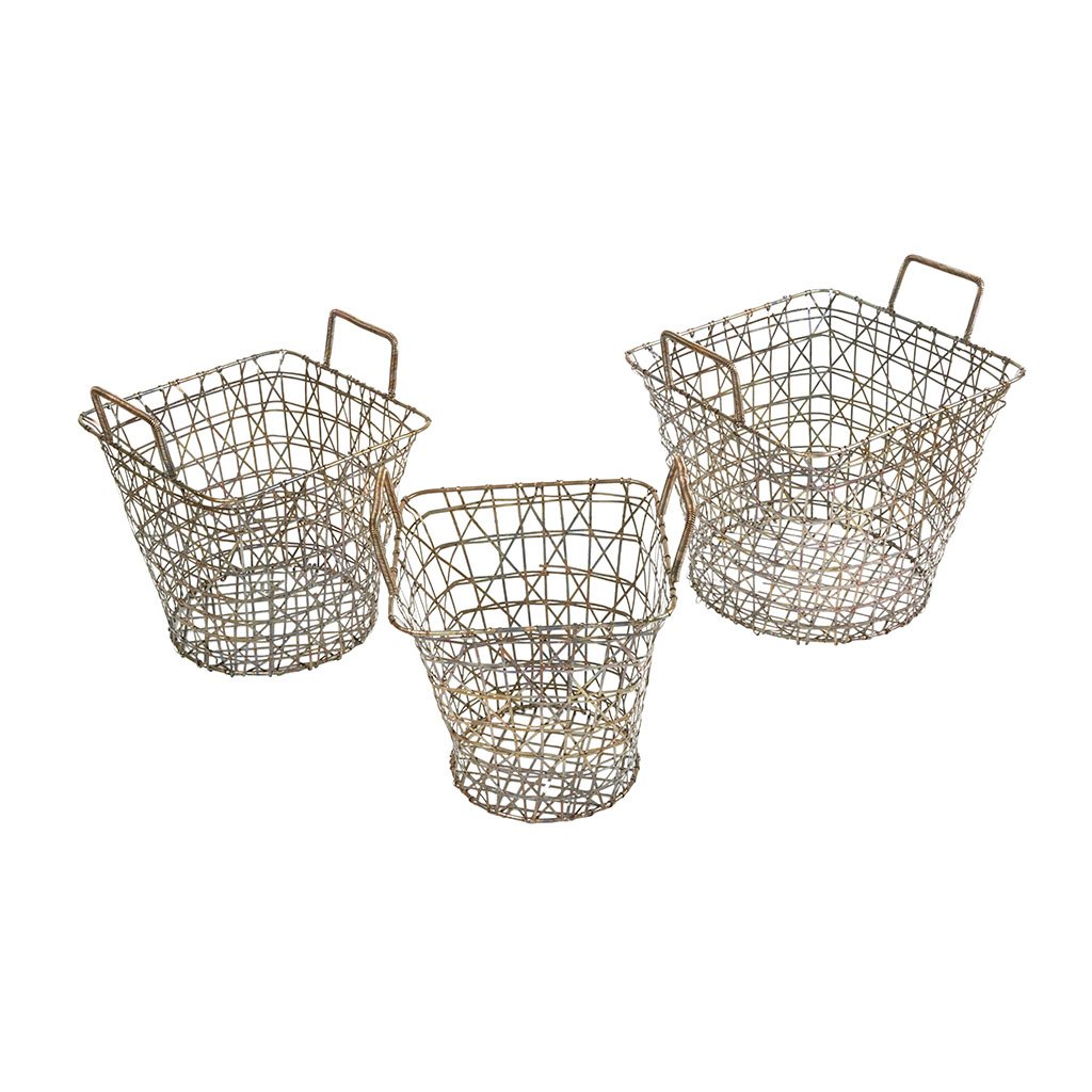 Madison Park Havana Basket Set of 3, Gold