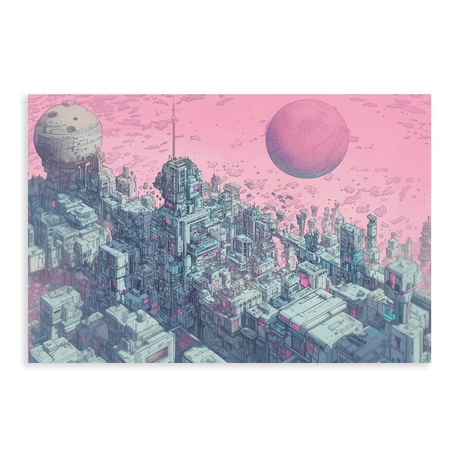 Kroey Pink and Blue Cyberpunk City Poster Review