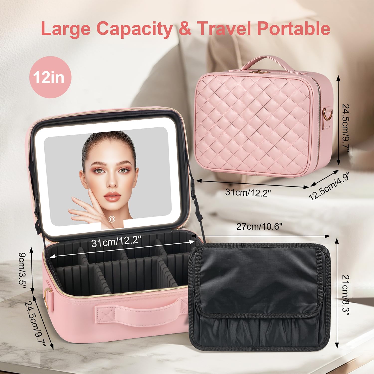 BEAUTY CASE Beauty case da donna, Rosa, 12 Inch, Borsa per trucchi