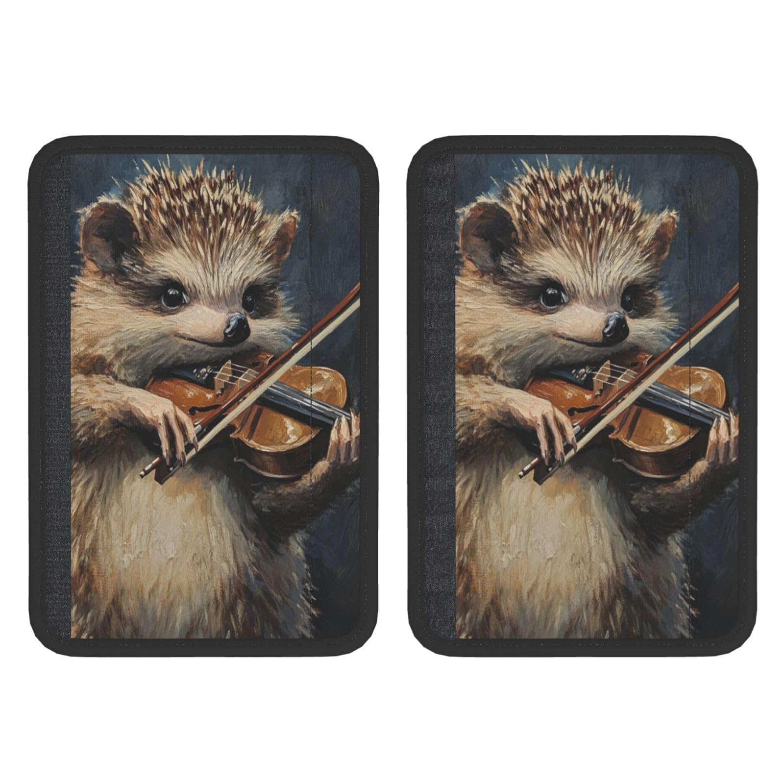Hedgehog Playing The Violin Car Seat Belt Cover 2 Pack Seatbelt Strap Shoulder Pad Protector Universal Comfort for Car