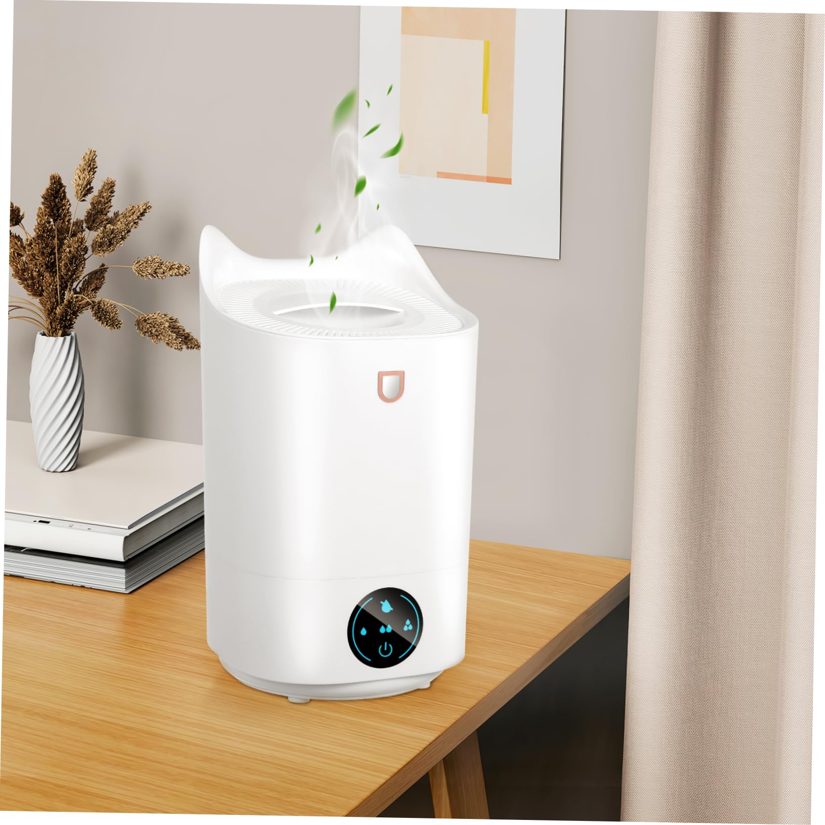 Umidificatore 3, 1l Bianco da Scrivania per Ufficio | Plastica, Funzionamento Silenzioso e Spegnimento Automatico, Pannello Touch Intuitivo, Design Minimalista