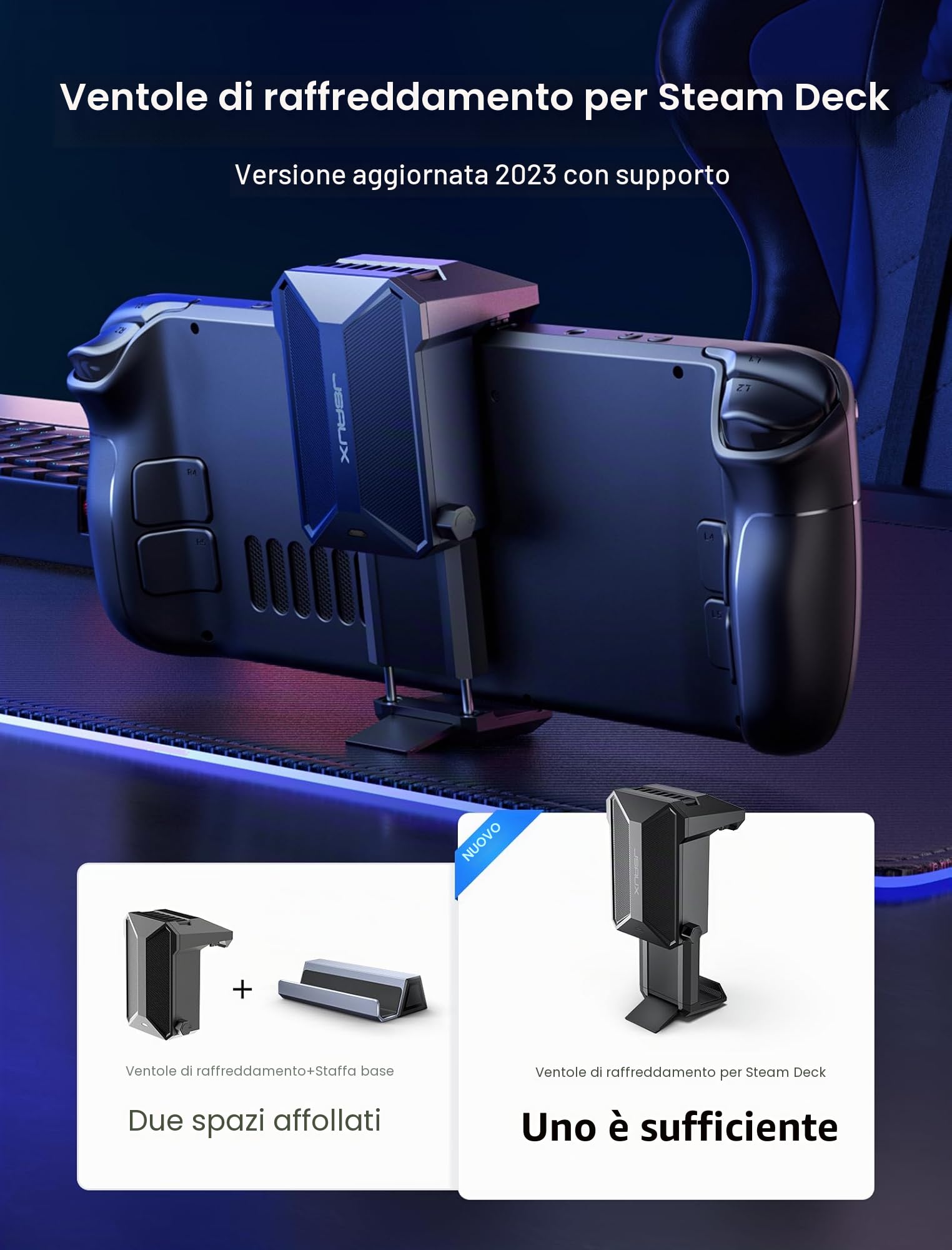 JSAUX Ventola di Raffreddamento per Steam Deck, Raffreddatore con Accessori per SteamDeck, Ventola di Raffreddamento Innovativa con Supporto Compatibile per Steam Deck-GP0201