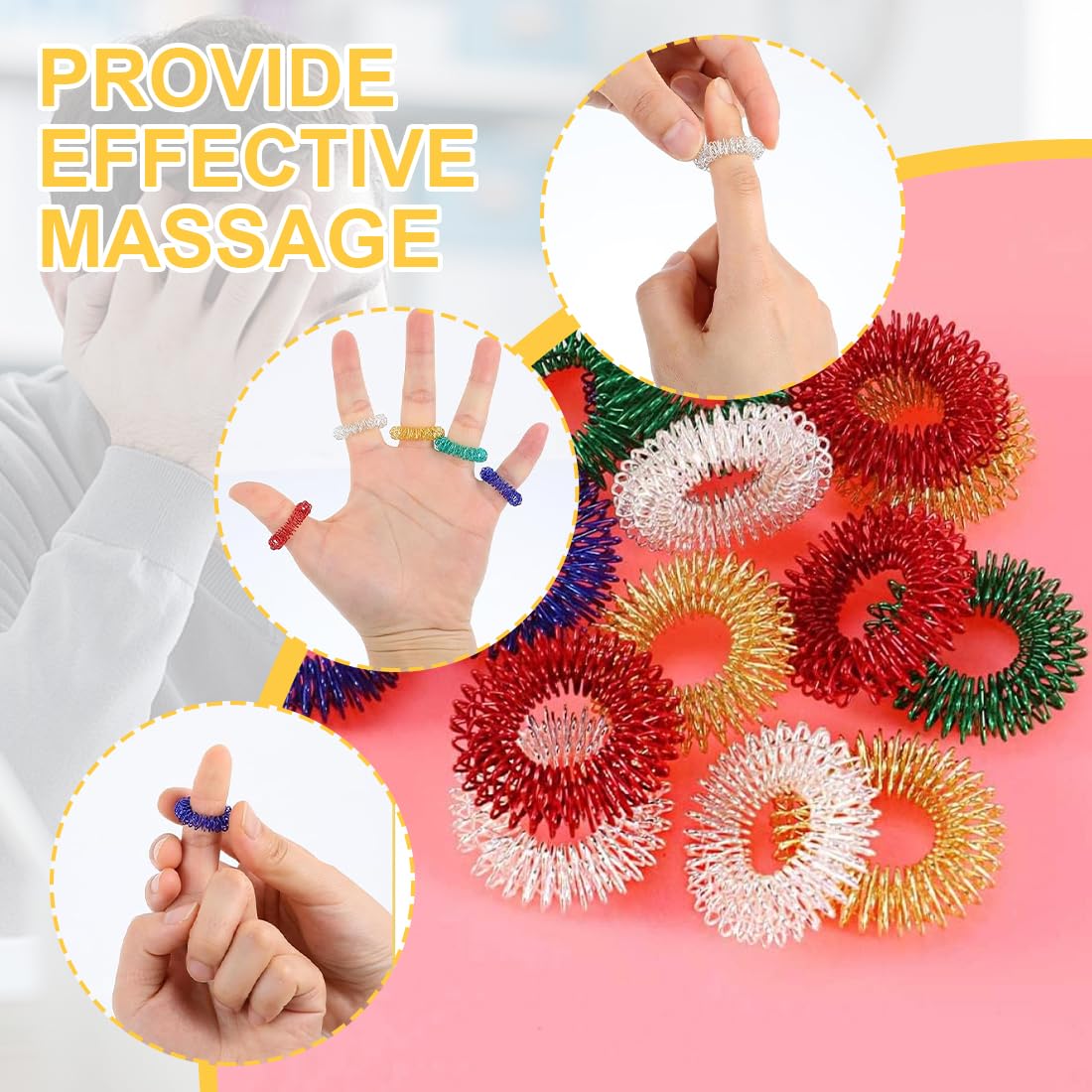 Kit De 10 Anneaux De Massage Pour Doigts + 2 Pour Poignet - Soulagement Arthrose Et Fatigue Numérique