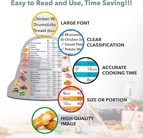 Miniatura 4 de Juego de imanes informativos para colocar en la cubierta de la freidora de aire, accesorios con tabla de tiempos de cocción como guía de referencia