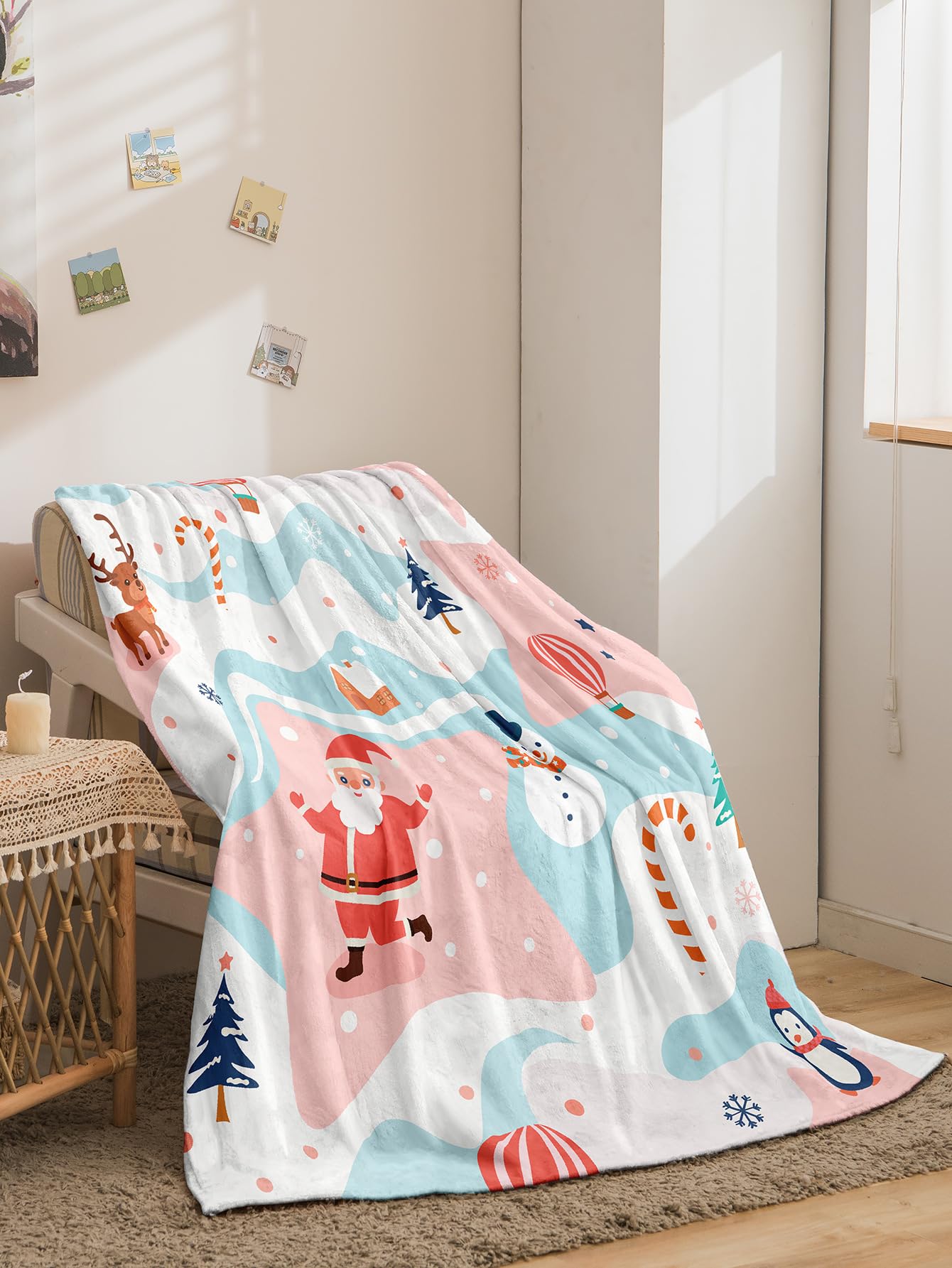 BCJMKDX Blanket, Throw Blanket Penguin Snowman Fleece Fluffy Super Warm Cozy(130x150cm)