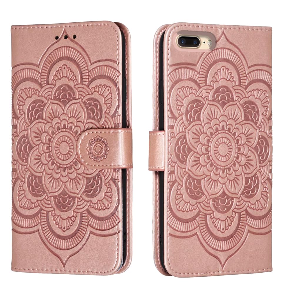 Shingtomua for iPhone 7 Plus/8 Plus 5.5" Case Wallet with Card Holder Kickstand Magnetic Soft Leather Flip Fold Case - Pink