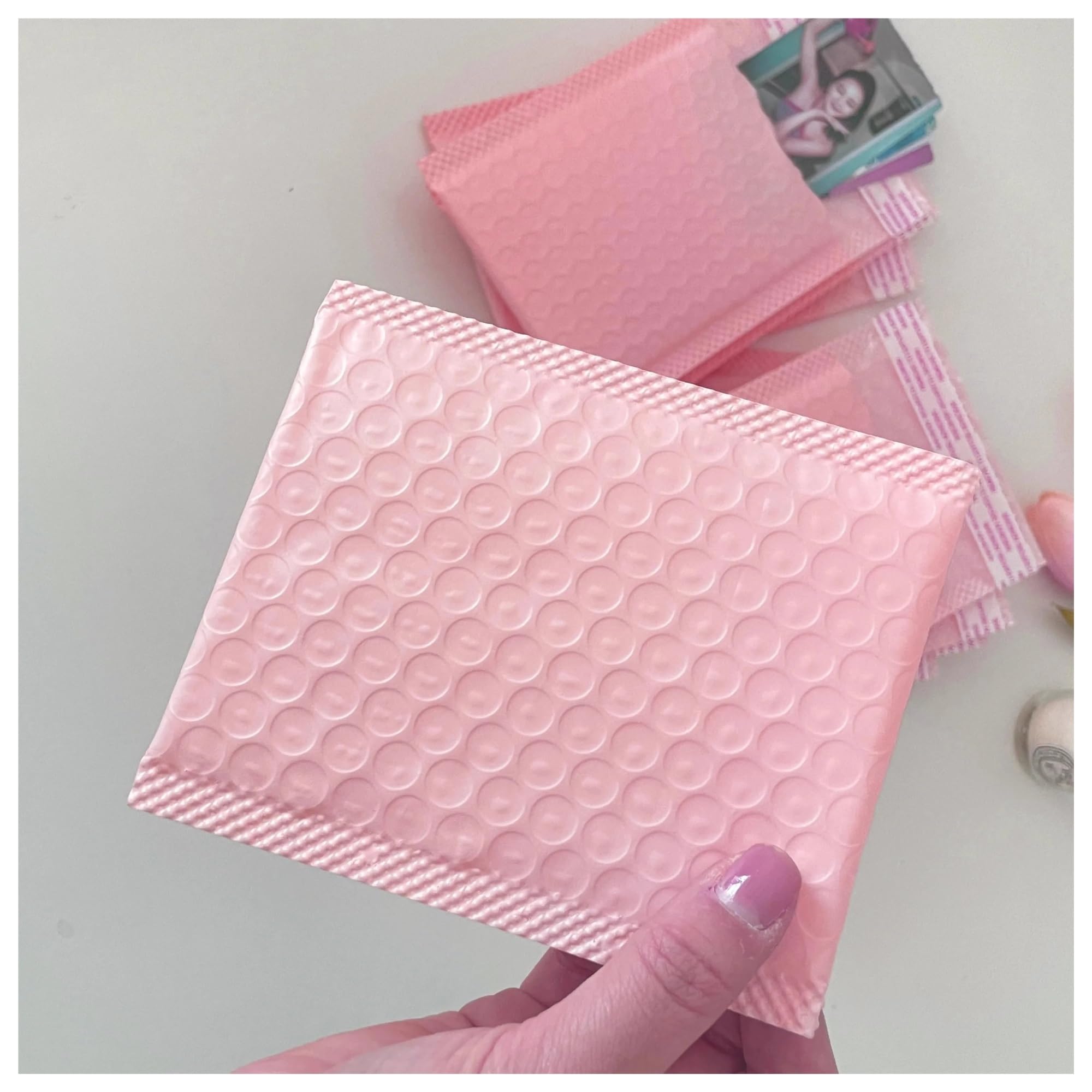 100 pezzi buste imbottite in polietilene rosa da con chiusura automatica borse imballaggio nere for il libro per Imballaggio(Pink,15X18cm)