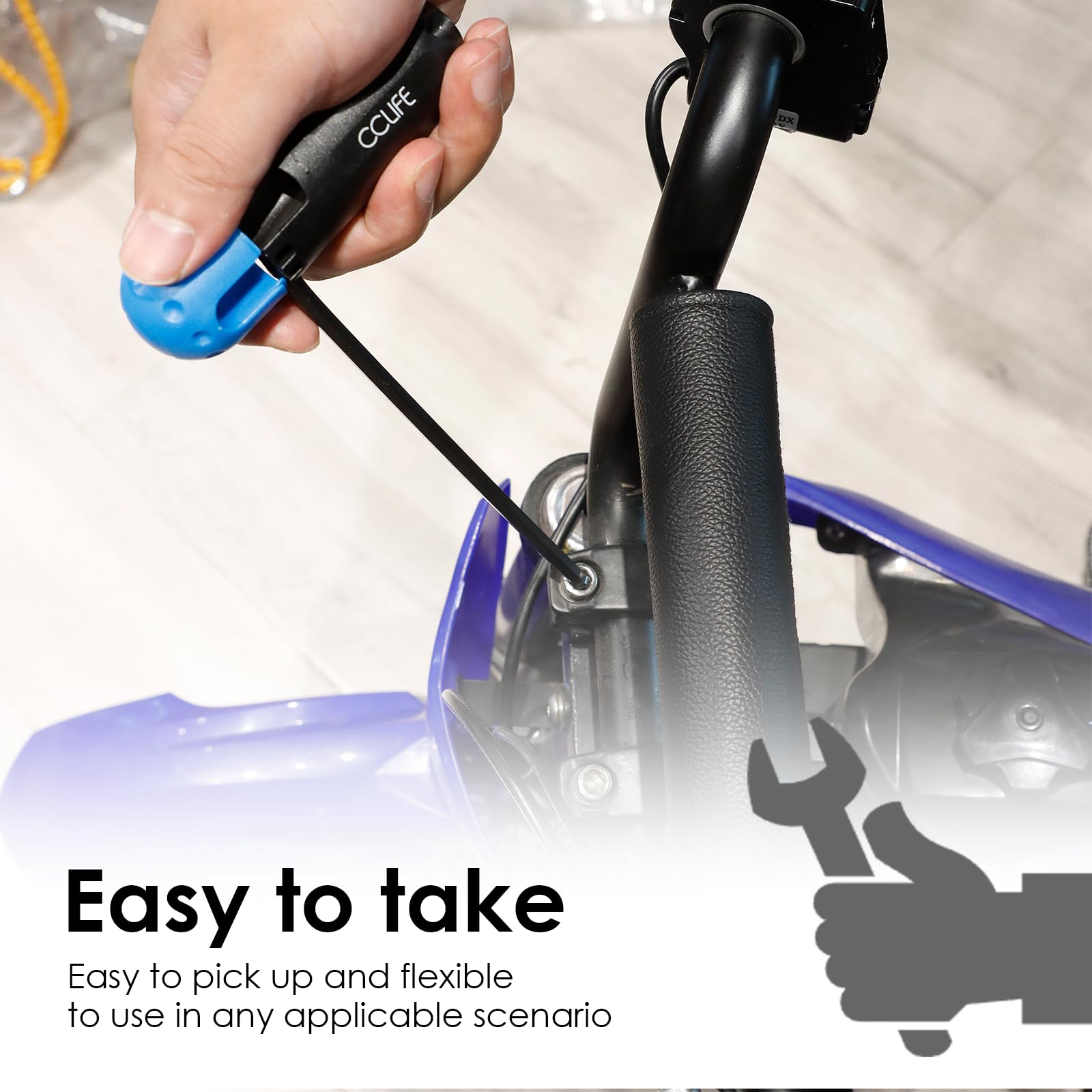 CCLIFE 18-częściowy zestaw kluczy imbusowych Torx z uchwytem, klucz imbusowy TX klucz kątowy | 1,5 mm-10 mm i T10-T50 | Cr-V