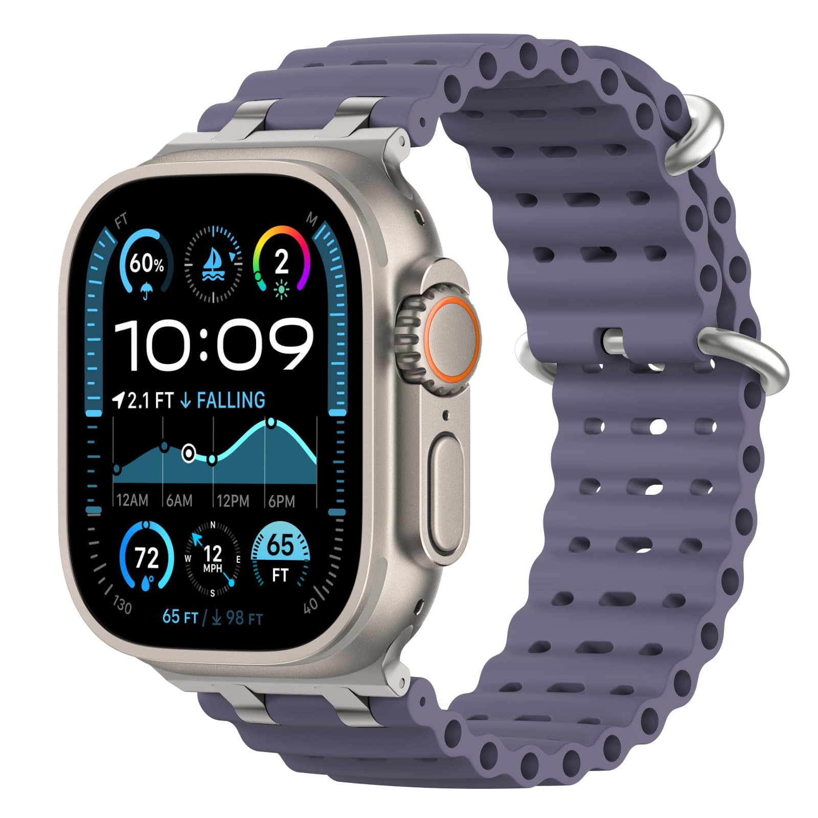 Upgraded Ocean Band Compatible with Apple Watch Ultra 3/2/1 49mm, S11/S10 46mm, 9/8/7 45mm, SE3/SE2/SE/6/5/4 44mm, 3/2/1 42mm, Metal Connector Breathable Sport Watch Strap for Men Women