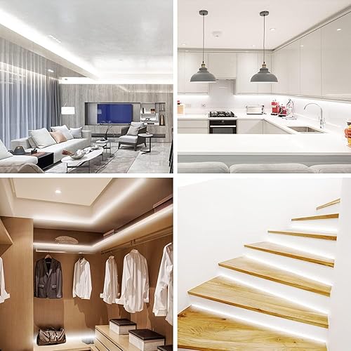 Miniatura 5 de VOLIVO Tira de luces LED blancas, tira de luces LED regulables de 16.4 pies, 6500 K, luz blanca brillante, adhesivo fuerte, cinta flexible para