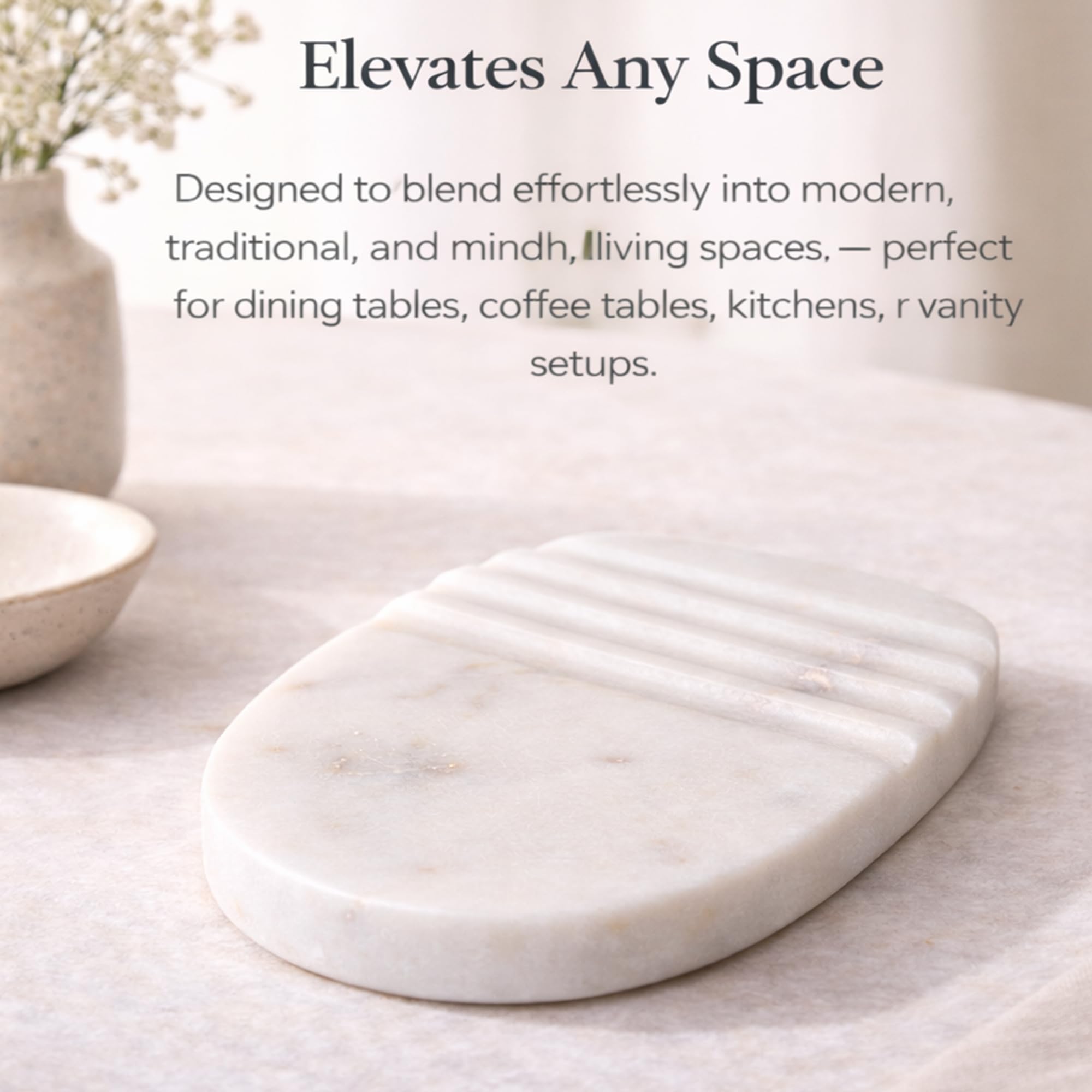 Serein Marble Serving Single Platter Elegant Decorative Tray Handmade Stone Plate for Appetizers, Cheese, Desserts, Sweets for Dining, Kitchen, Coffee Table, Home Décor, Parties & Gifting - 1PC 4