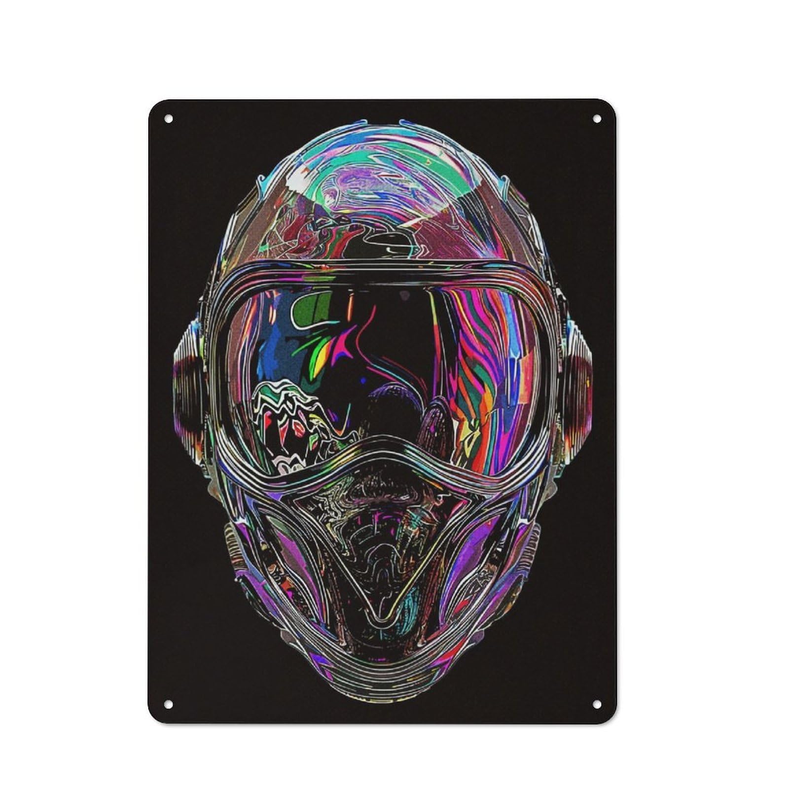 Junmoney Holography Helmet Vintage Metal Plaque 40X30cm Featuring For Garage Wall, For People Furnishing A Garage