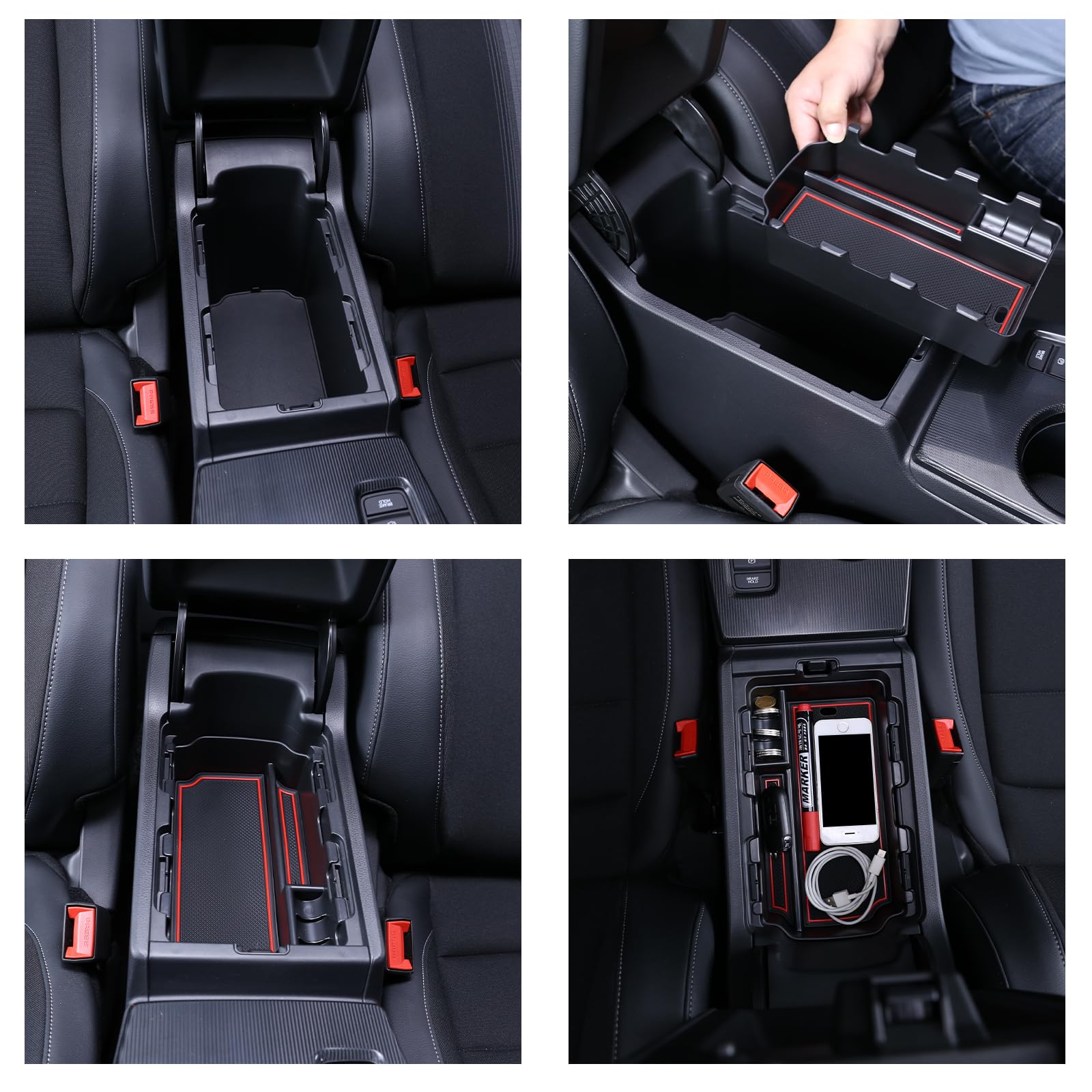 PIUGILH Center Console Organizer Tray For 2022 Honda Civic – Secondary Storage Box With Coin & Sunglass Holders - View #4