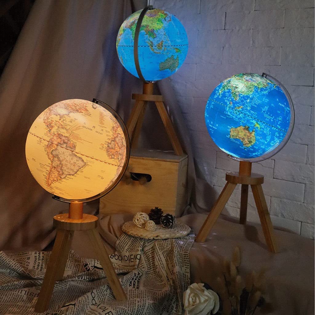 Innowacyjny globus elegancki vintage globus z drewnianym statywem stojak oświetlenie świat globus noc antyczna globus biurko wystrój domu i biura 25 cm zabawa edukacja