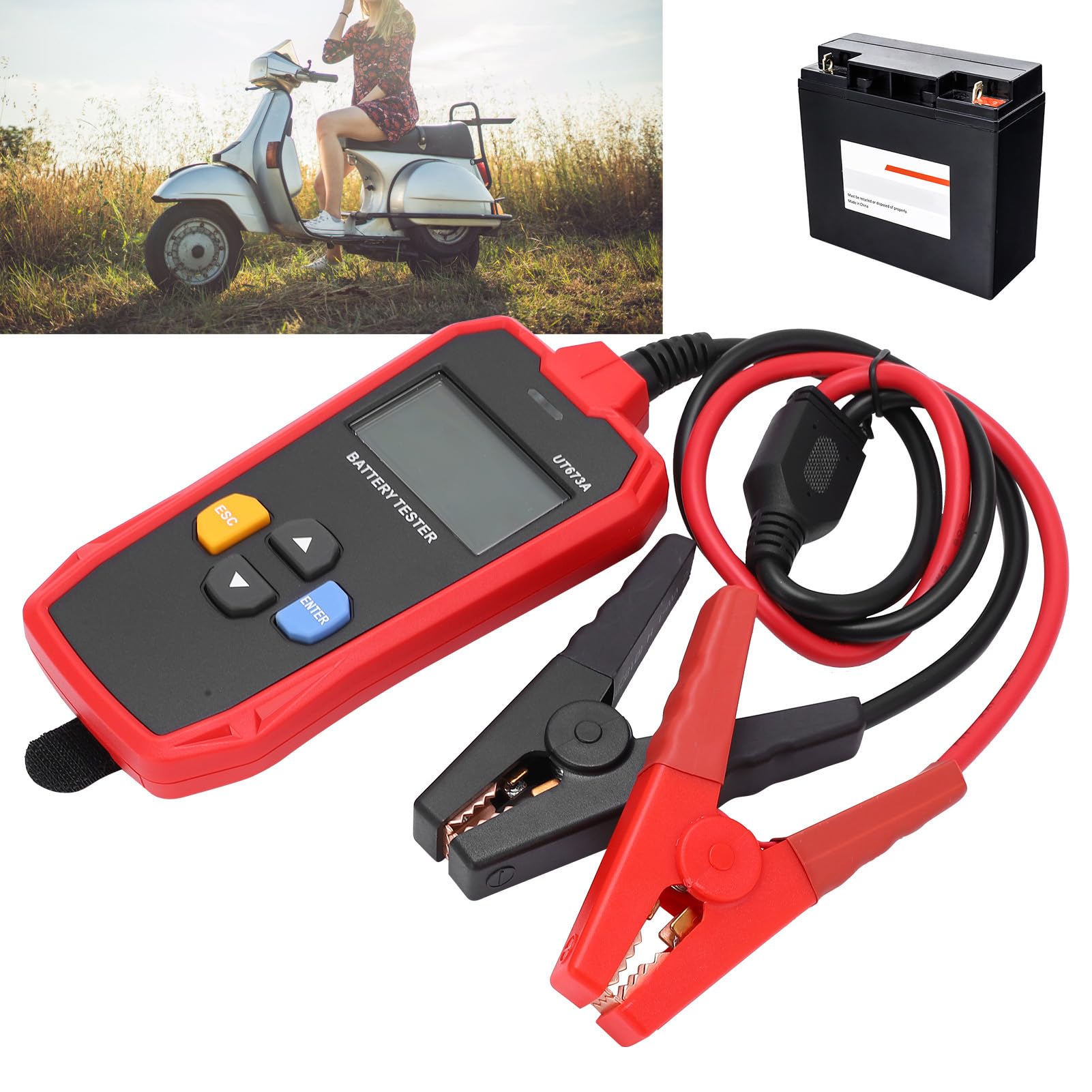 Hyuduo Tester Akumulatora Samochodowego, materiał ABS, Prosta Analiza Akumulatora Rozruchowego 12 V do Samochodów, Motocykli, Zakres Pomiarowy 30AH-200AH