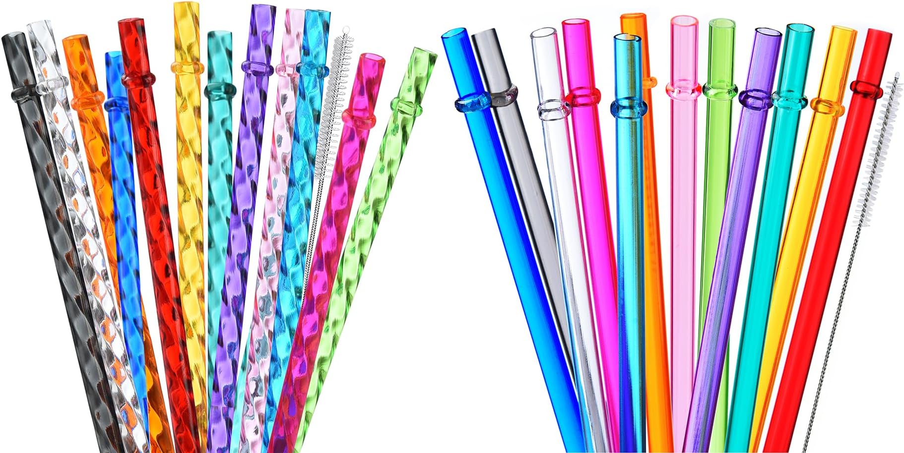 Reusable Plastic Straws, Colofrul Tumbler Straws for 16 OZ 20 OZ 30 OZ Stanley, YETI, Starbucks, Owala Tumblers with Brush