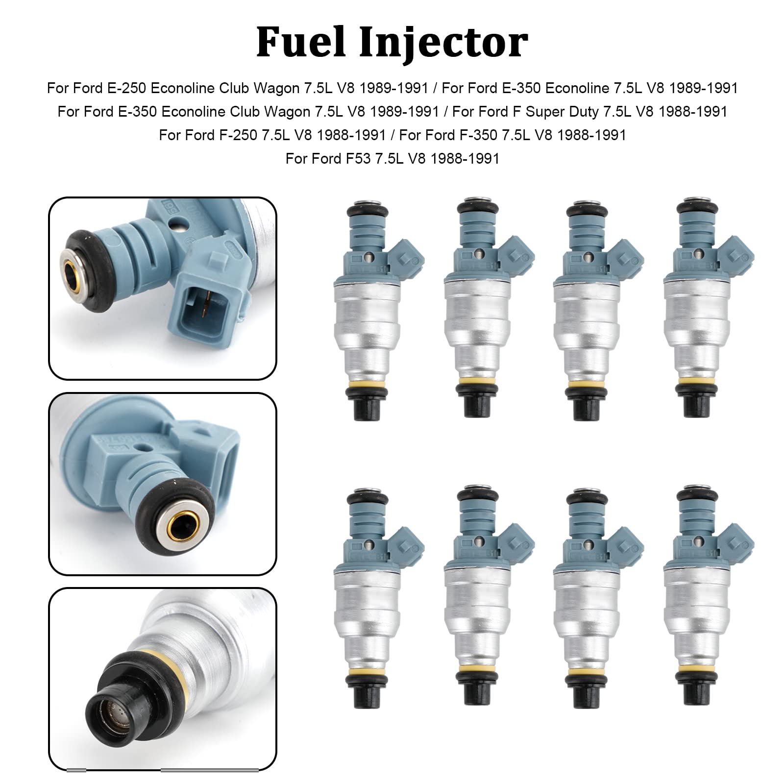 Set Of 8 Fuel Injectors – Bosch Remanufactured For Ford 7.5L 460 V8 (1988-1991)
