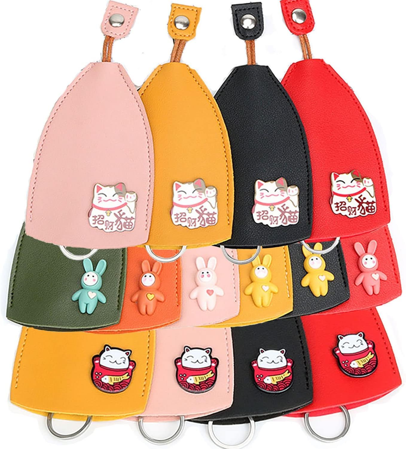 froyo2023 PU Leather Creative Pull Out Cute Large Capacity Car Key Case,Car Keychain