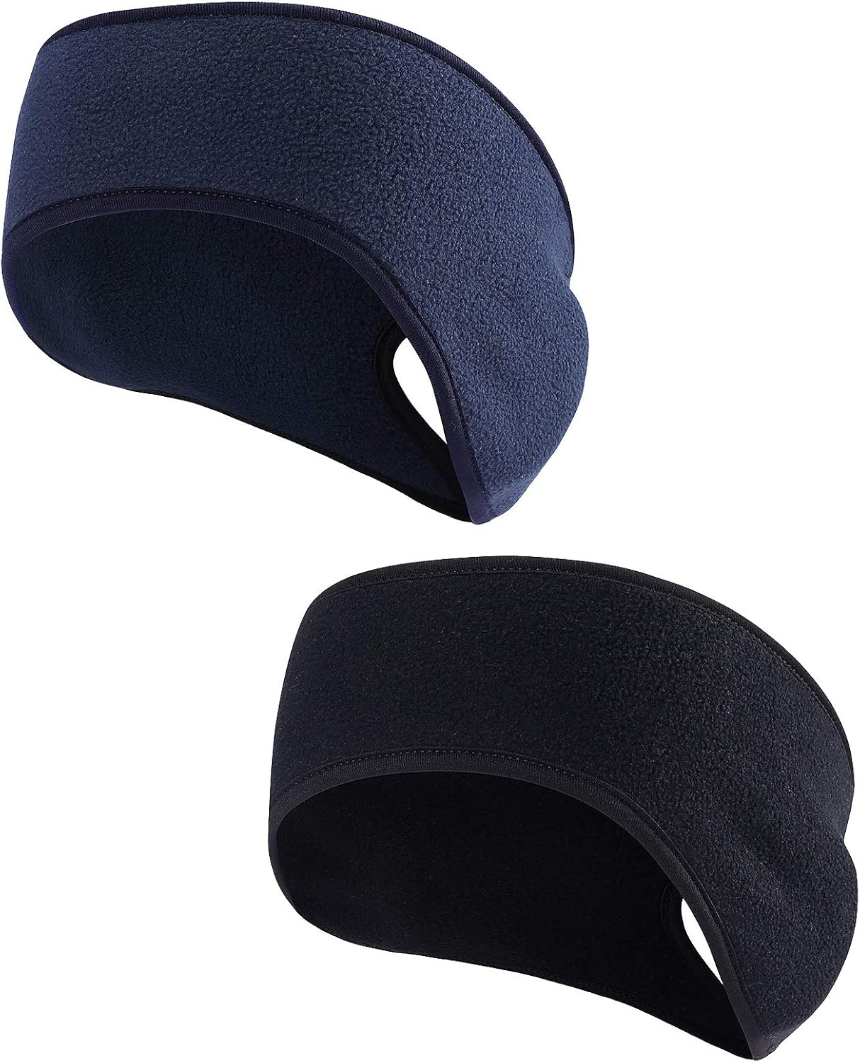 2PCS Fleece Ponytail Headband, Lightweight Winter Headband Ear Muff Polar Sport Band for Women Running Yoga Skiing Outside Sport