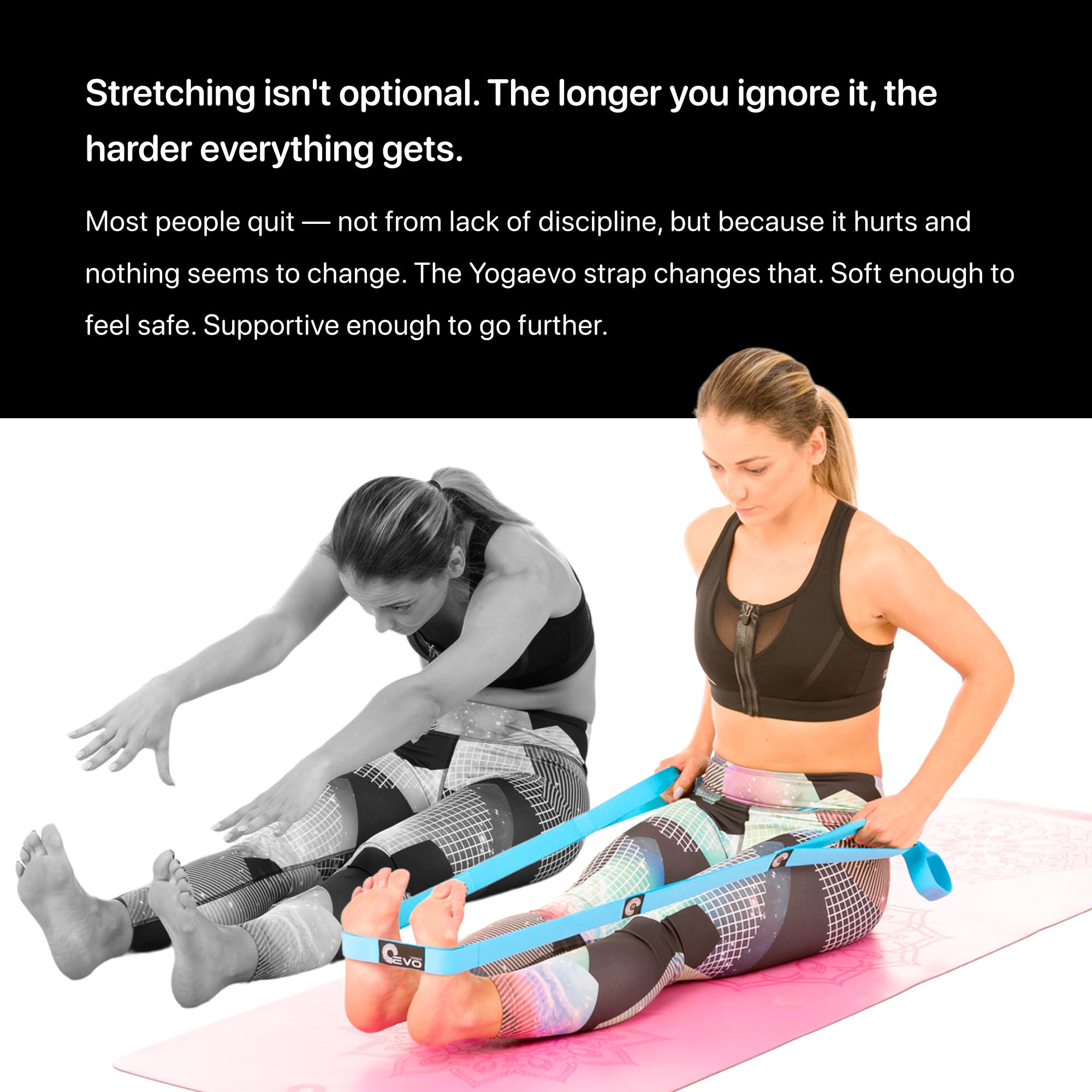 Banda de ejercicio con bucles para terapia física, yoga, ejercicio y flexibilidad, banda elástica de fitness + instrucciones de ejercicio y bolsa de transporte (azul elástico)