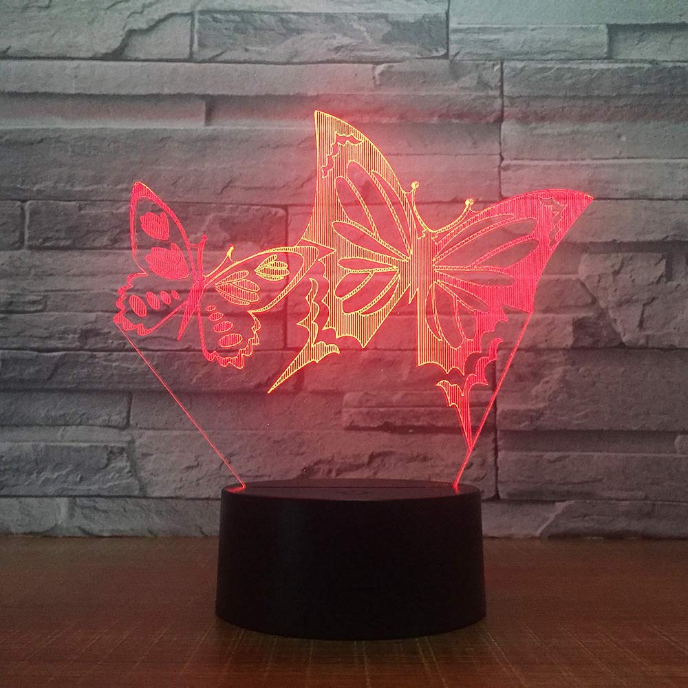 Lampe Papillon 3D 16 Couleurs Avec Télécommande, Veilleuse LED