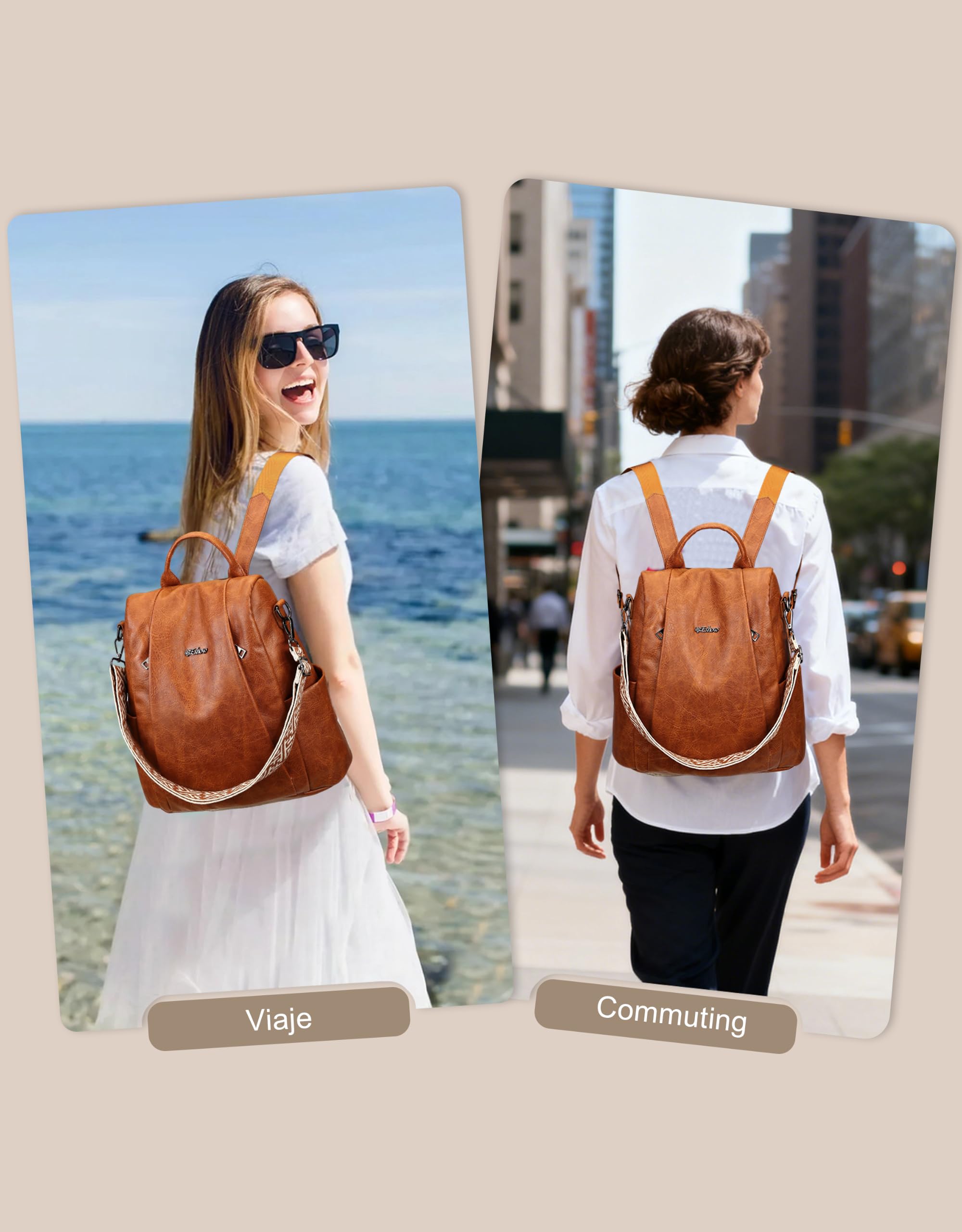 Mochila Mujer Antirrobo con Protección RFID y Bolsillo Pequeño
