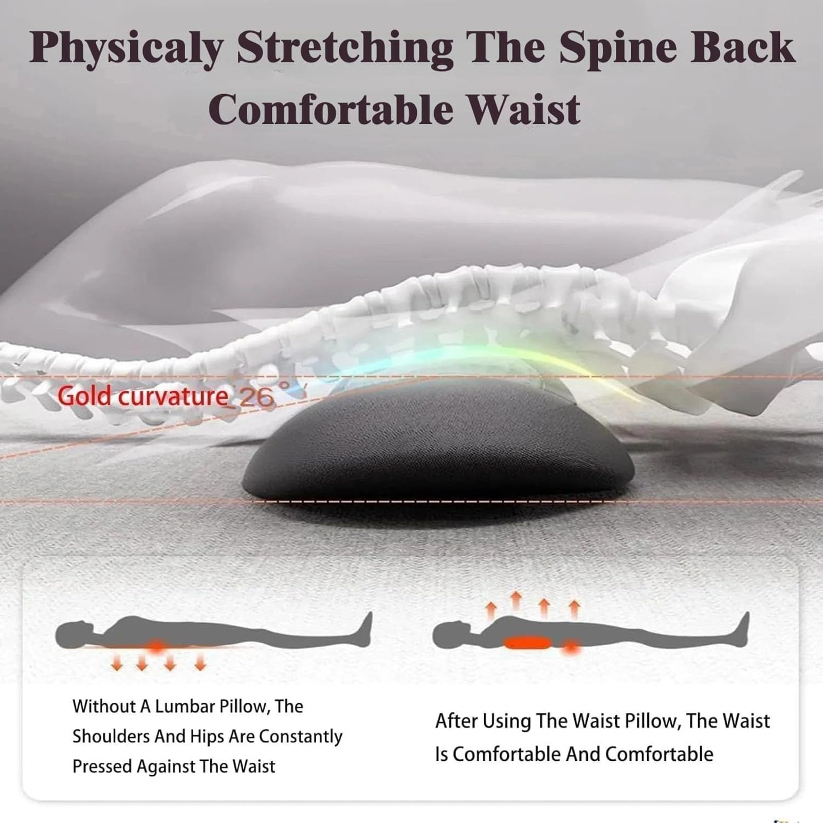 Almohada Soporte Lumbar Masaje Masaje Relajante Vibratorio Con Calor | Almohadilla Térmica Portátil para Cintura Silla, Coche, Sofá, Sillón Reclinable, Silla de Ruedas, Oficina, Viaje, Hogar