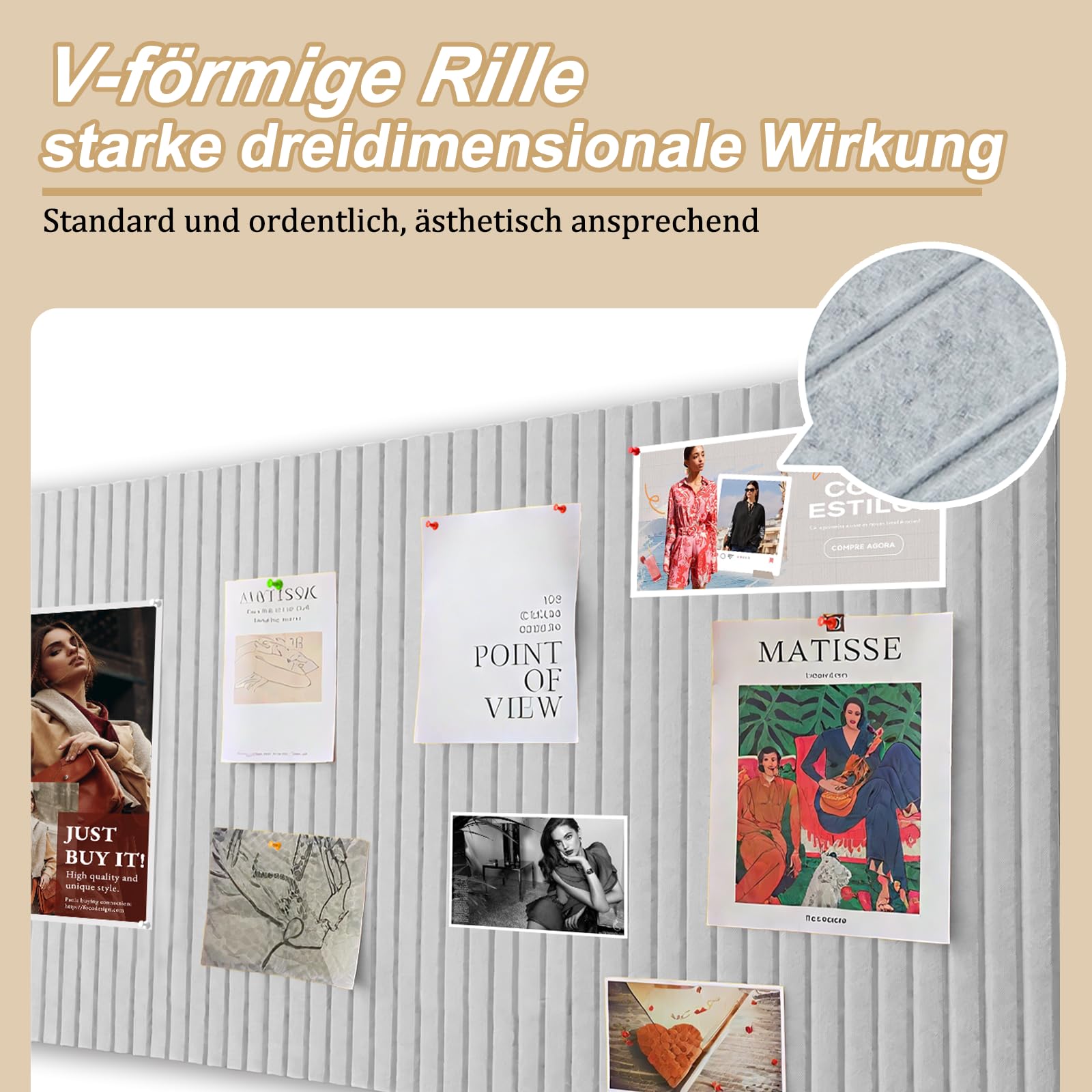 Große Pinnwand Selbstklebende Filz 40x80cm - Mit 35 bunten Nageln - Selbstklebende Filz-Steckplatte mit Klebefasern zur Wanddekoration in der Kinderküche, Schule & DIY, Memo, Bild und Ereignis,Grau