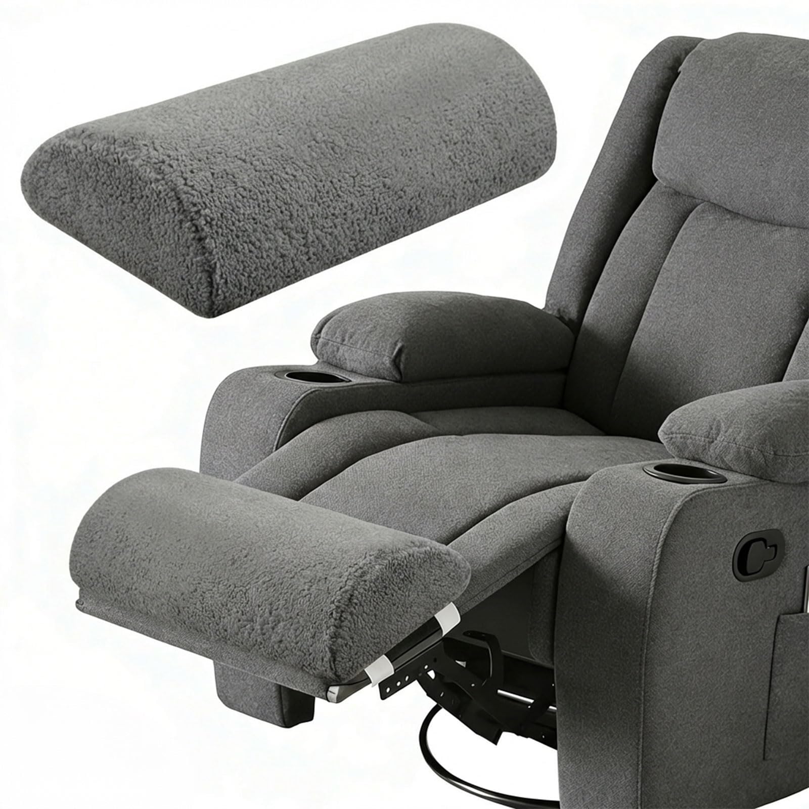 Joyseedi Extra Large Half Moon Leg Rest Cushion – Versatile Foot Pillow with Adjustable Straps for Ankle, Neck, and Back Support Ideal for Recliners, Sofas, Beds and Chairs - 23x10x4 in (Grey)