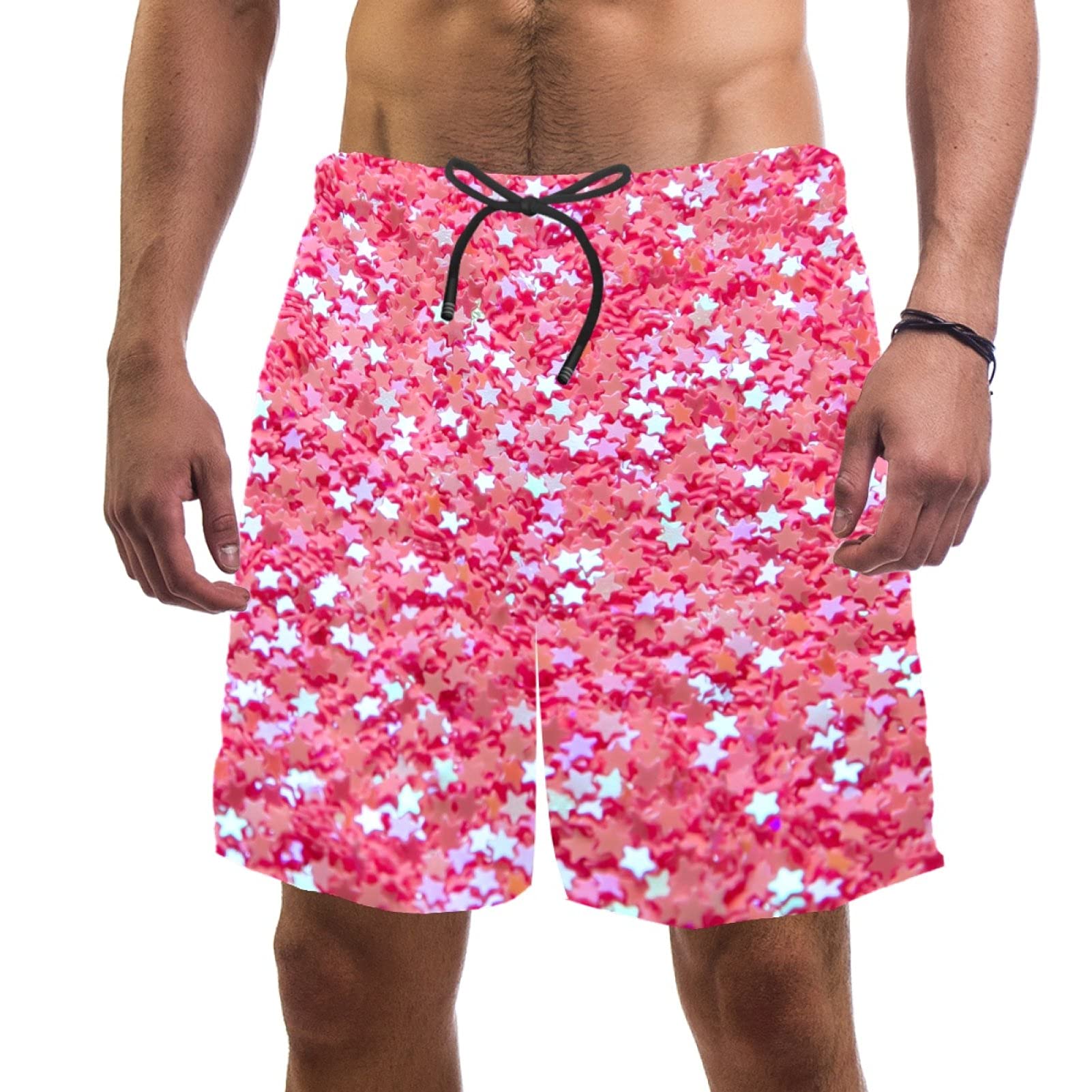 Short de bain rose pour homme avec taille élastique en taille M - 6