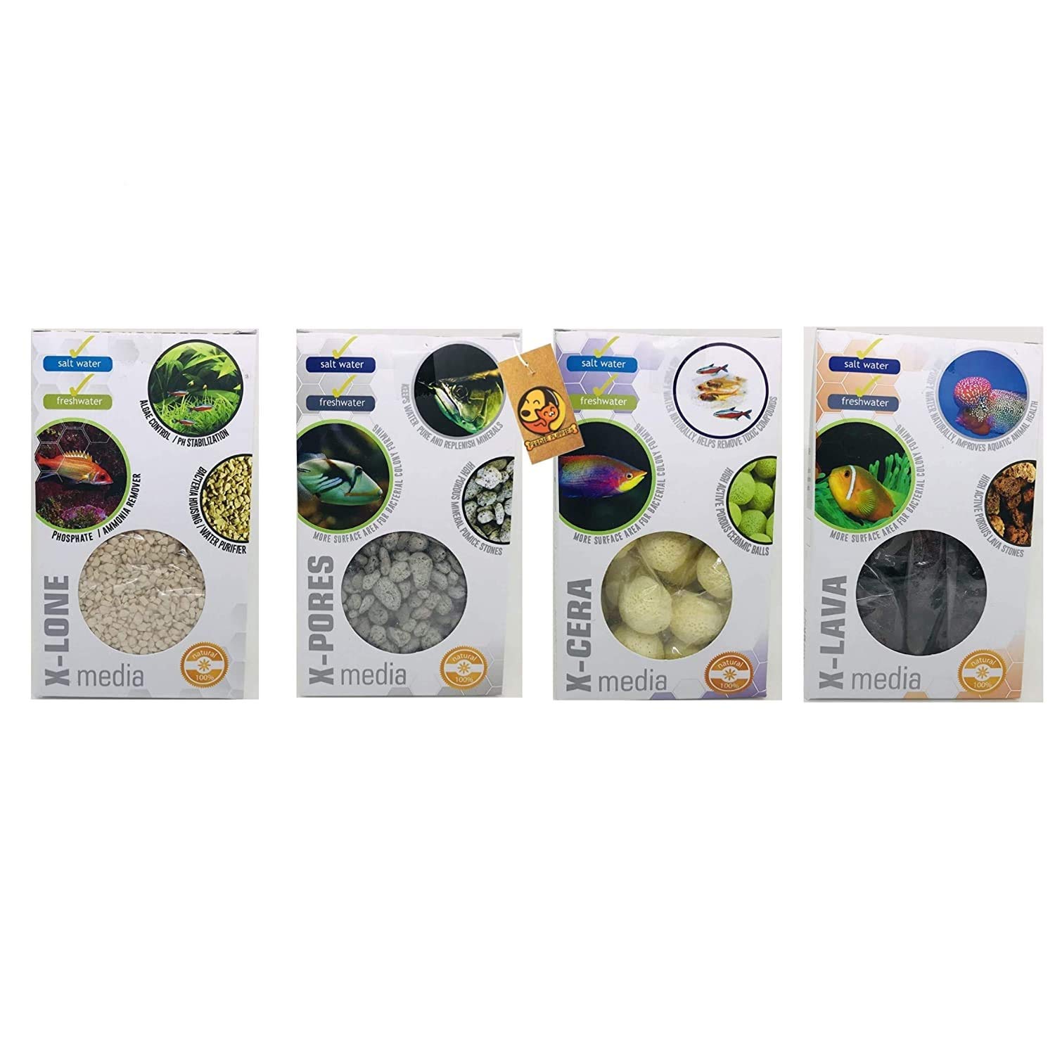 Foodie Puppies Aquatic Remedies Combo Pack Aquarium Filter Media X-Lone, X-Pores, X-Lava, X-Cera for Fresh, Salt and Marine Water with Free Key Ring (B08CK9XZVX) Amazon Price History, Amazon Price Tracker