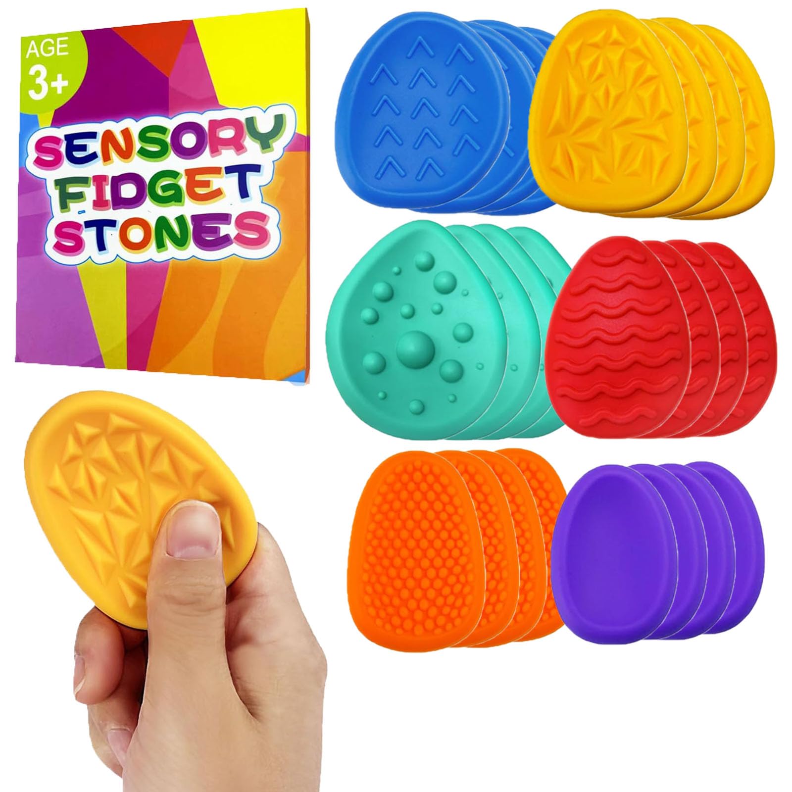 JoyJoyful Fidget Steine 6-tlg - Anti-Stress Spielzeug Für Kinder & Erwachsene