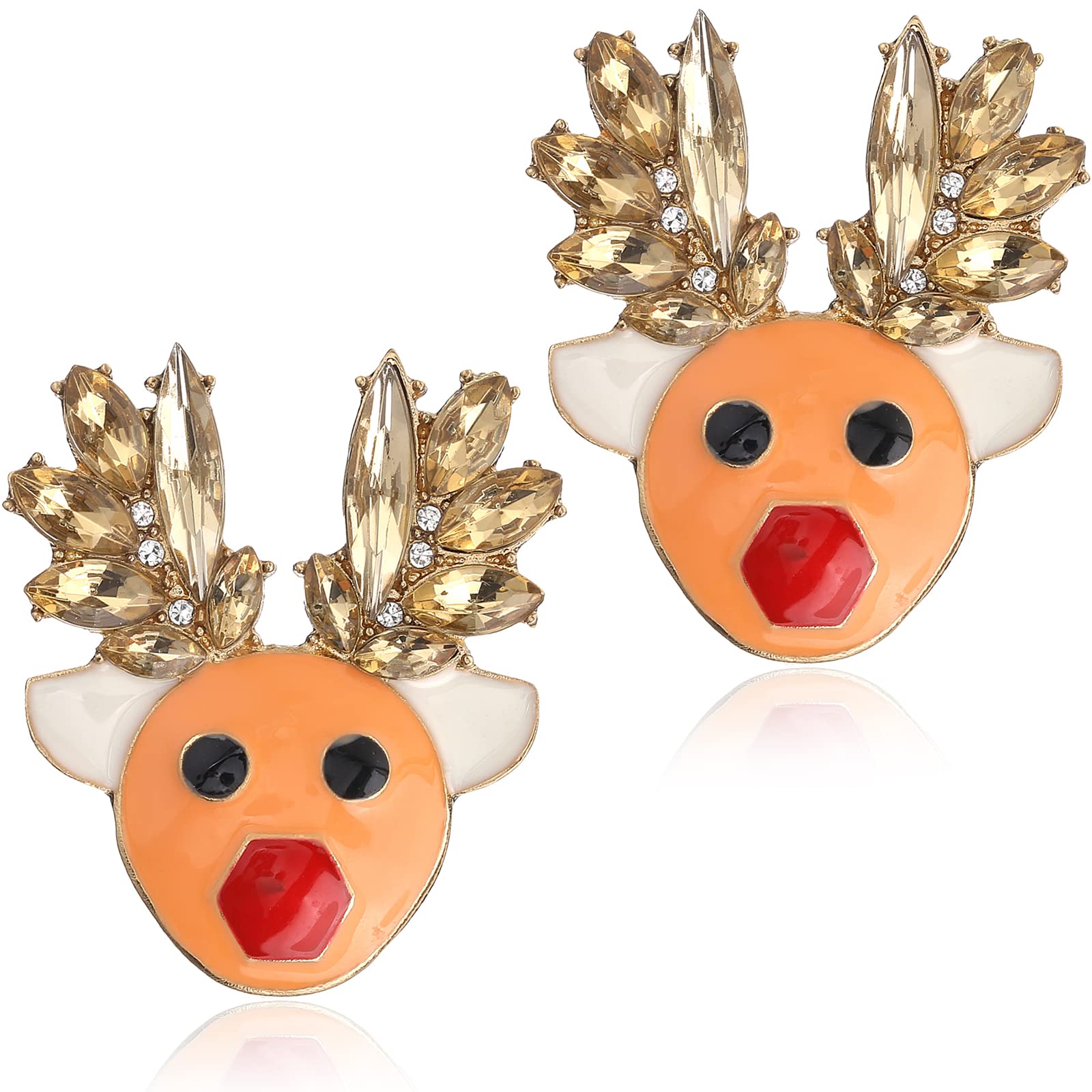 JUNVirtuousChristmas Earrings for Women,Diamond Christmas Tree Drop Dangle Earrings Santa earrings Handmade Holiday Jewelry Gifts for Women Girls, Zinc, Cubic Zirconia