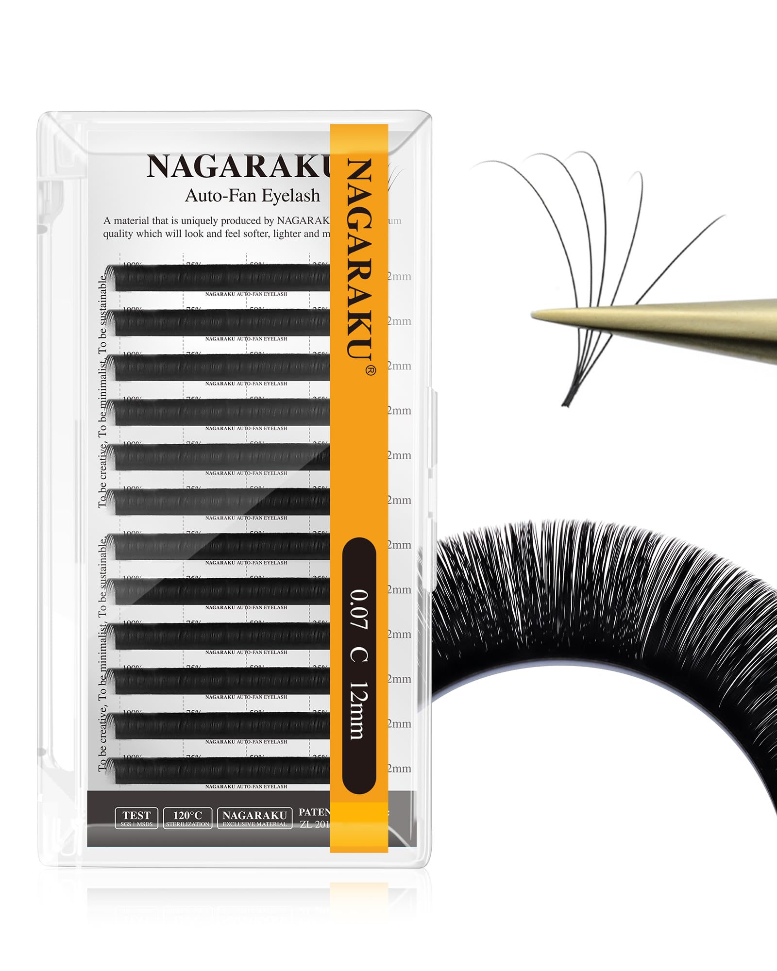 NAGARAKU Volume Eyelash Extensions Natural Auto Fan False Eye Lahes 0.07 C Curl 12mm 2 Layers Cluster 2D 3D 4D 5D 6D 10D Russian Volume Easy Fanning Lash Extensions