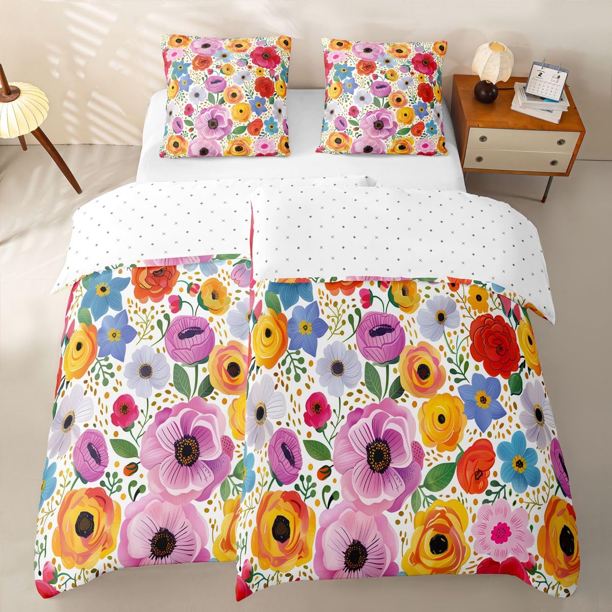 Homewish Bunte Blume 155x220 Bettwäsche 4teilig