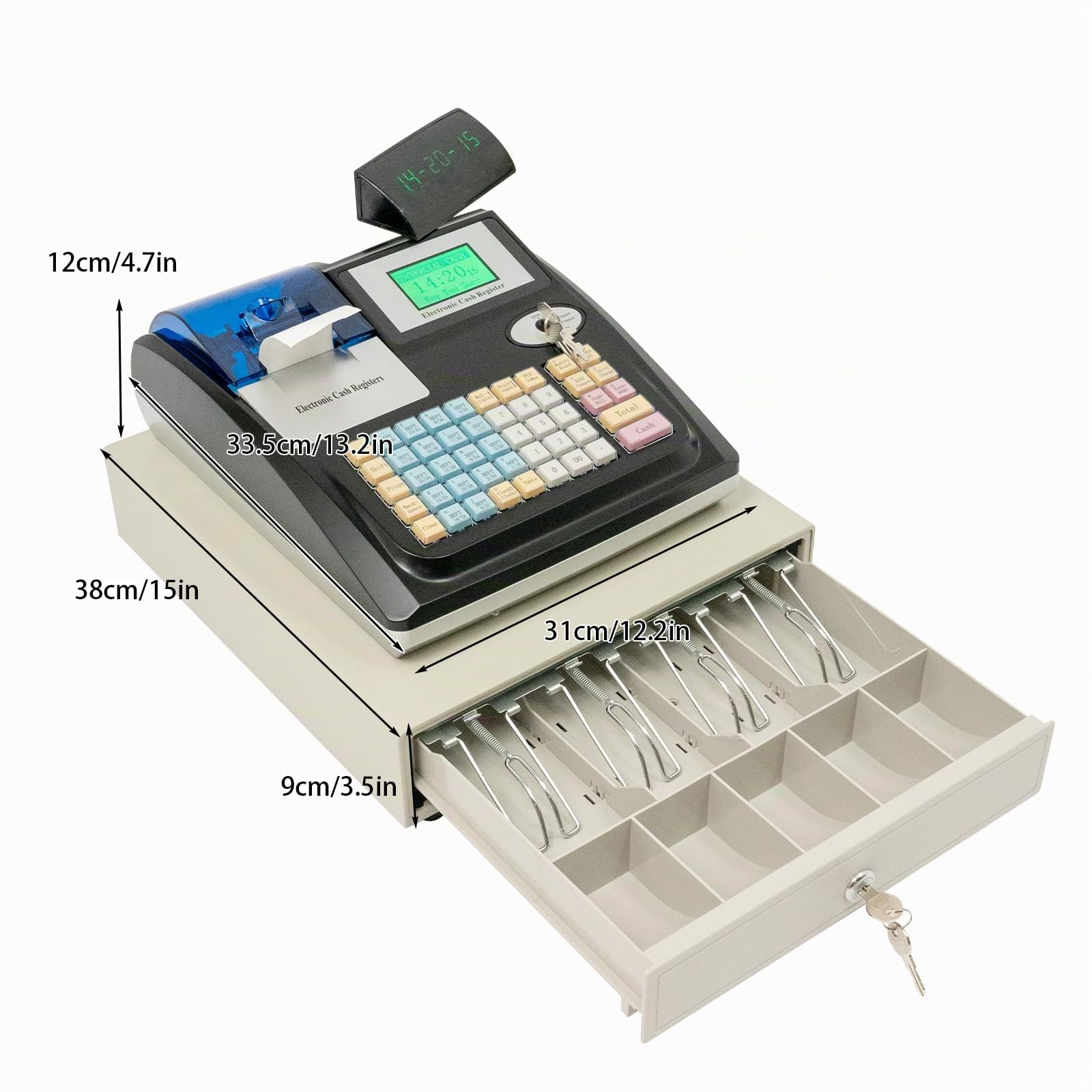 Registratore di Cassa Elettronica per Gastronomia al Dettaglio - Sistema Solido Con 48 Tasti, Display Digitale, 40W - Attrezzato per il Commercio