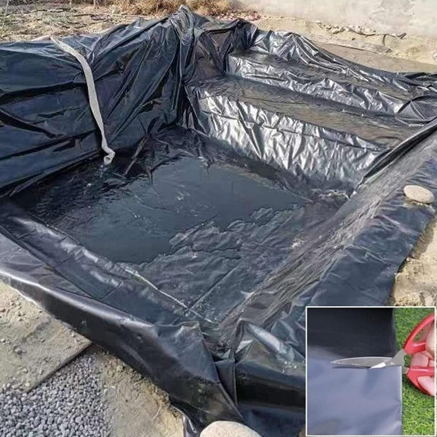 XUNMAIFLB Pond Liners, Fish Pond Bed Liners Foldable Durable Impermeable Film, 40S Thicken Tarp Sheet, for Water Pool Waterfall Proof Ponds, Black, 10x10m