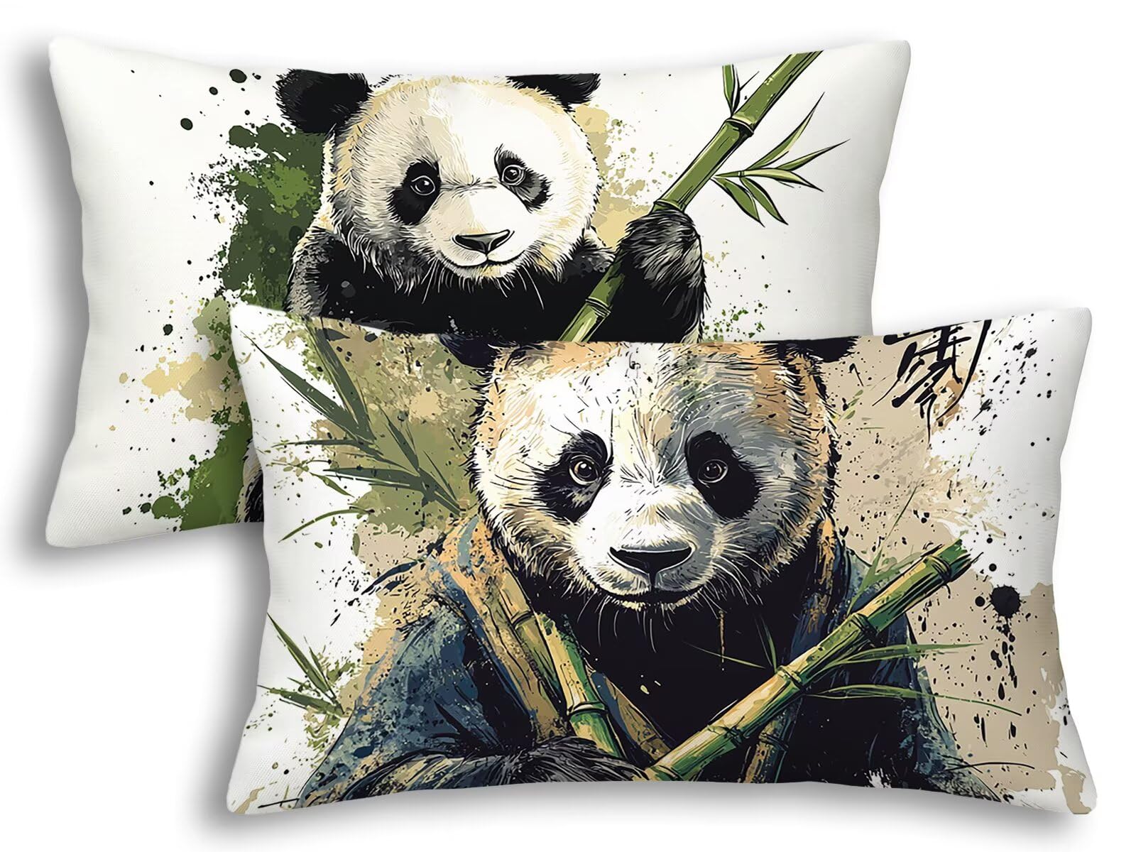 Housse de coussin extérieur imperméable panda 40x80 taie oreiller jardin canapé lit