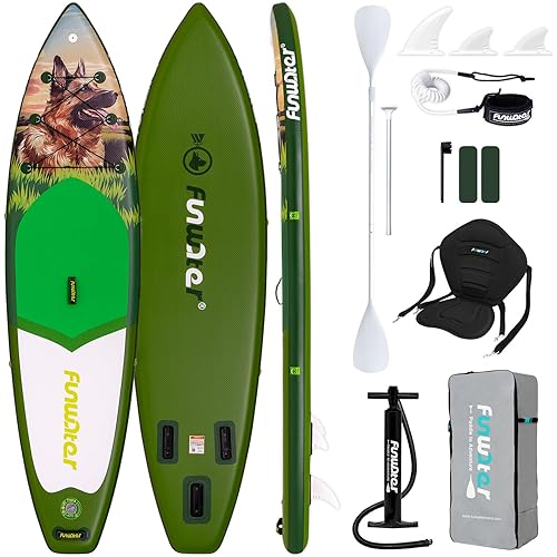 FunWater Inflatable Paddle Board 10'6" x 33" Stand Up Paddle Boards with Premium Accessories, SUP Paddle Board for Adults & Youth of All Skill Levels, Paddleboards with Kayak Seat