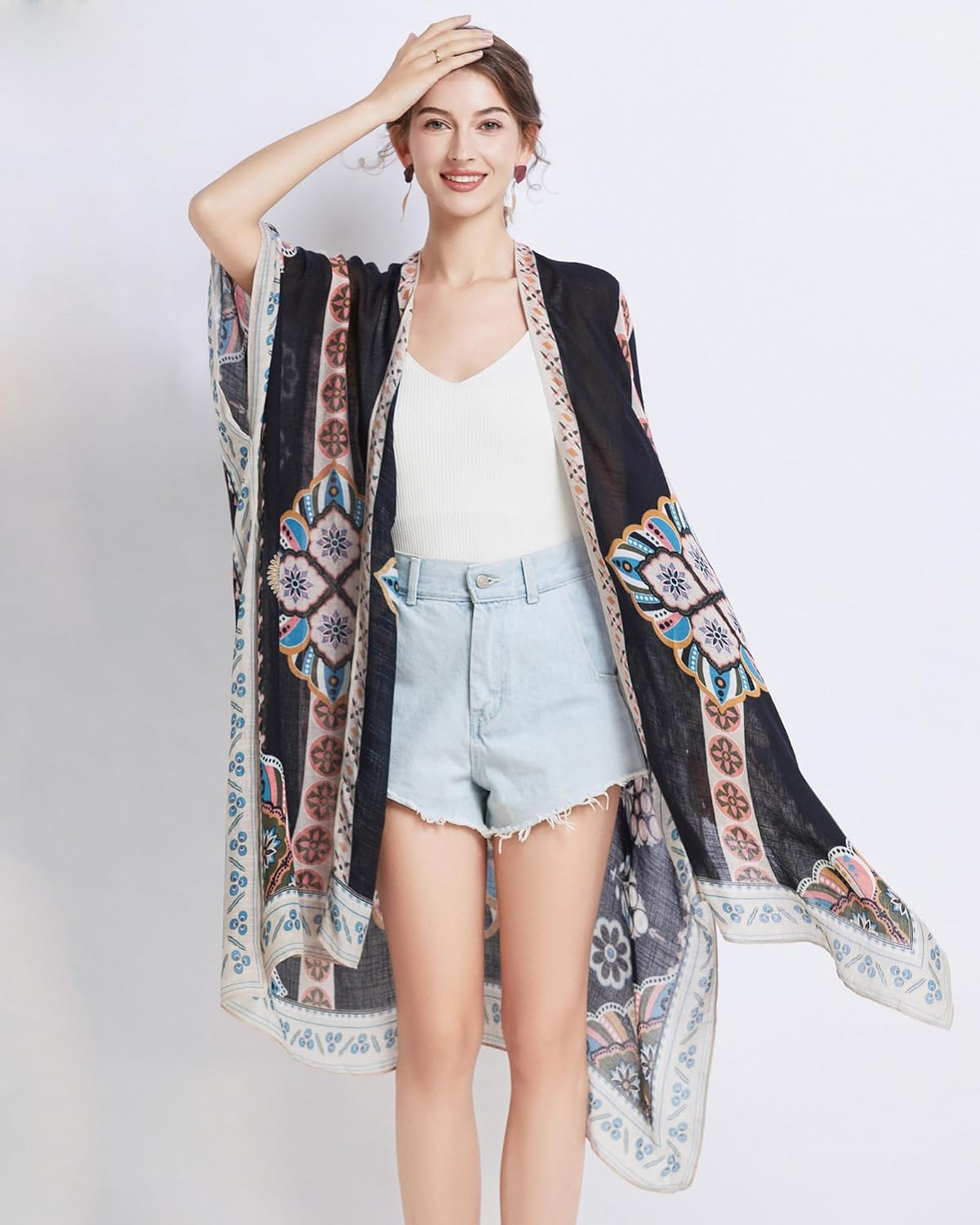 Kimonos for Women Casual Swimsuit Coverup Lightweight Boho Kimono Cardigans for Summer - Image 3