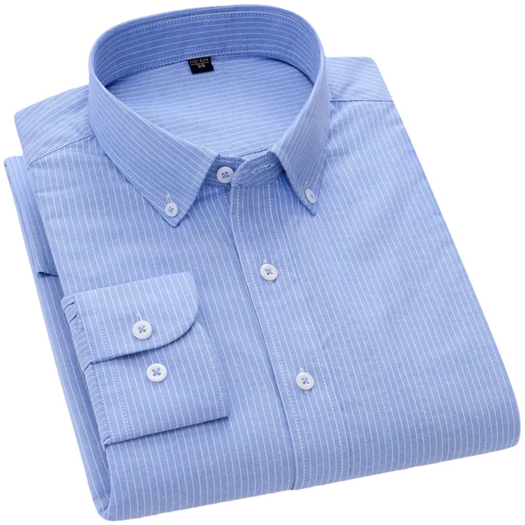 Chemise Oxford À Carreaux À Manches Longues pour Hommes, en Coton, Chemises Décontractées À Carreaux Et À Rayures