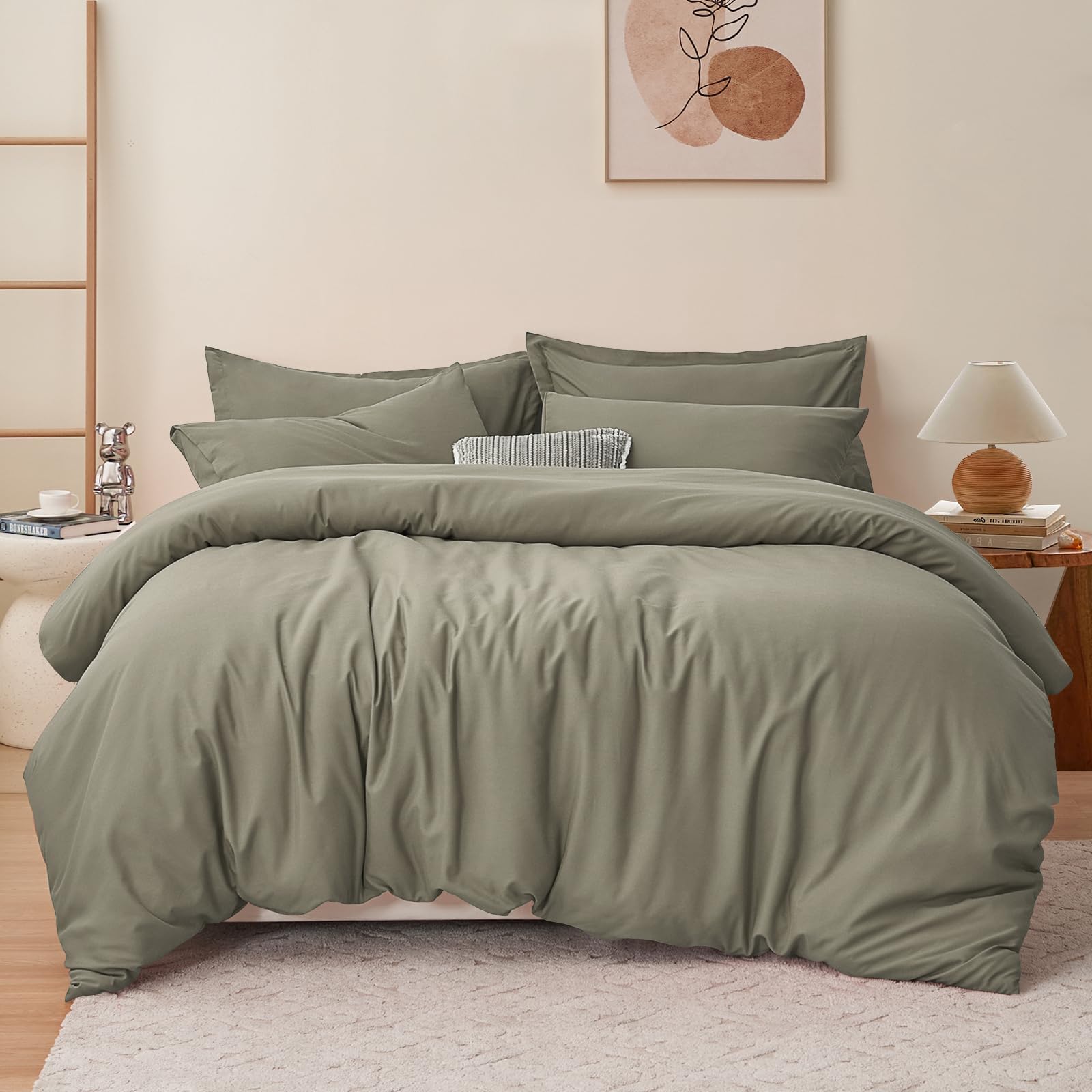 RUIKASI Taupe King Size Duvet Cover Sets Bedding Set - Khaki Duvet Cover Kingsize Bed Set with Zip, Soft Brushed Microfibre Duvet King Size Covers Set Quilt Cover with 2 Pillowcases โ image 1