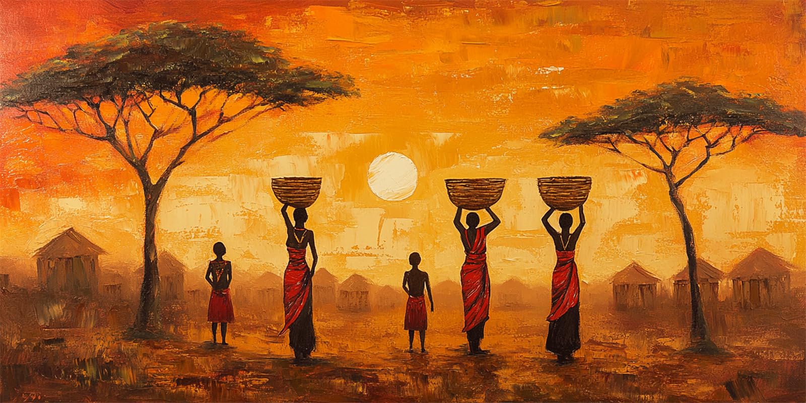 Peinture Numero Adulte,femme africaine Peinture par Numéro Adulte coucher de soleil,DIY Peinture Acrylique Enfants,Peinture Numero Adultes Loisirs Créatifs,Décoration Cadeaux,Avec Cadre 40x80cm E-1569